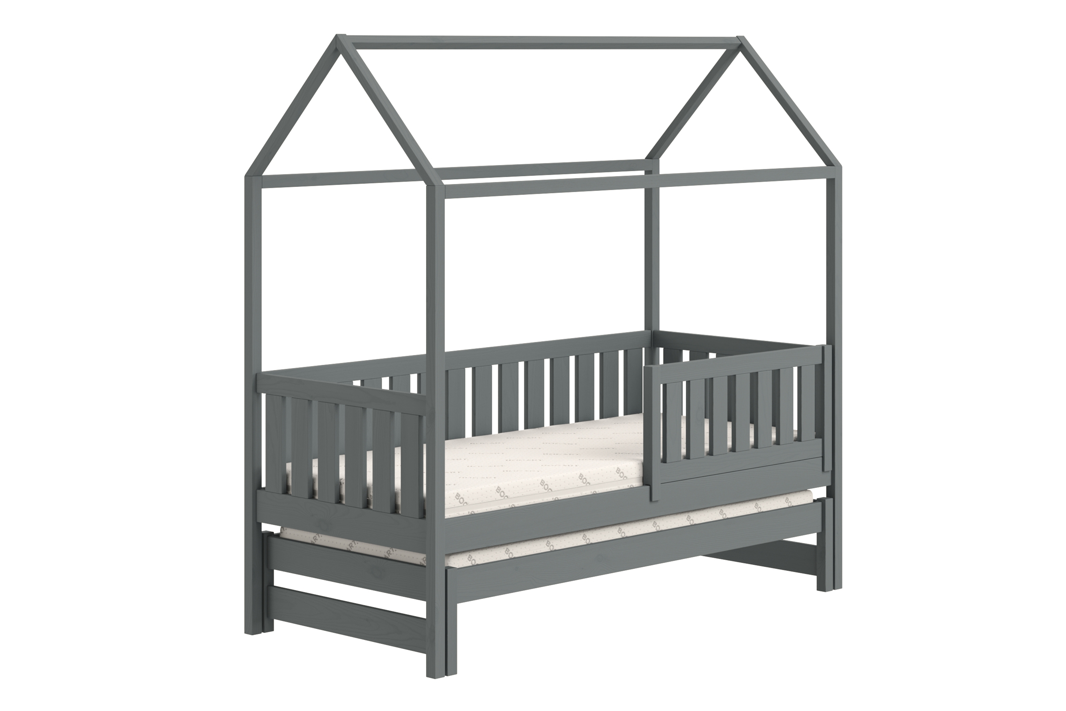 Přízemní výsuvná postel domeček Nemos 90x200 cm - grafitová Postel domeček Nemos 90x200 přízemní výsuvná - grafit