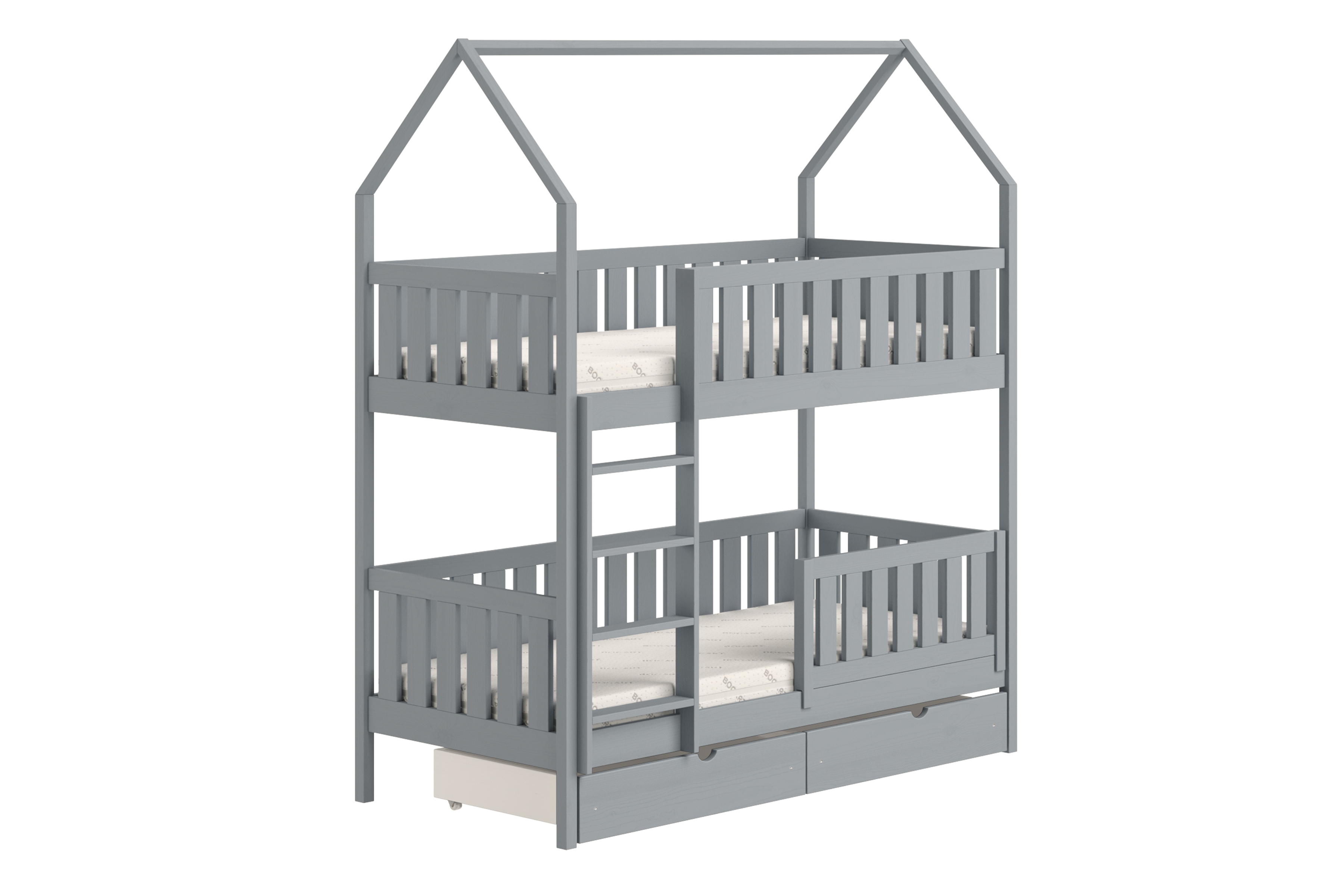 Patrová postel domeček Nemos 90x200 cm - šedá Postel domeček Nemos 90x200 patrová  - šedá