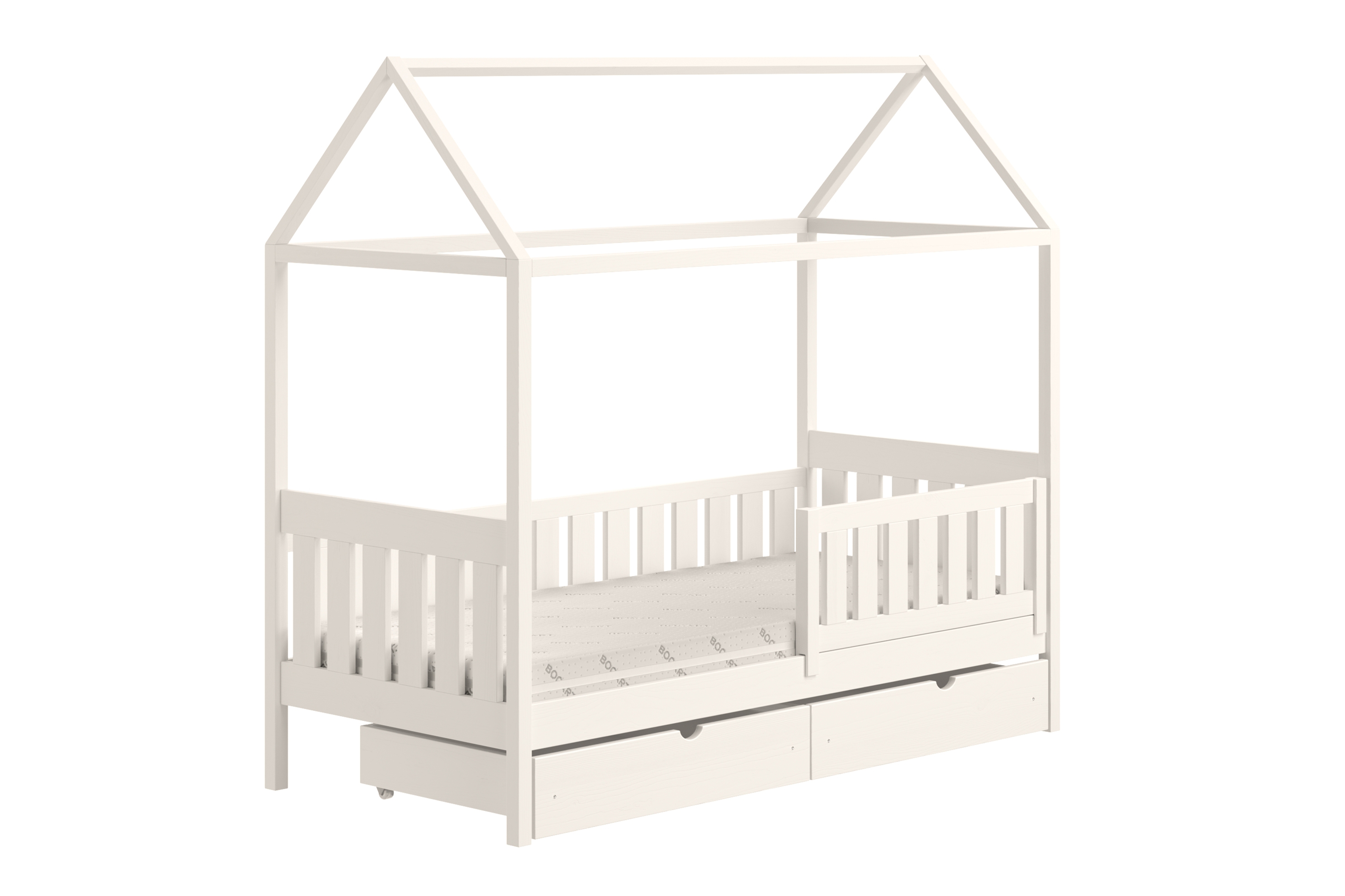 Detská domčeková posteľ Nemos II 70x140 so zásuvkami - biela Posteľ domek Nemos II 70x140 prízemná so zásuvkami - Biely 