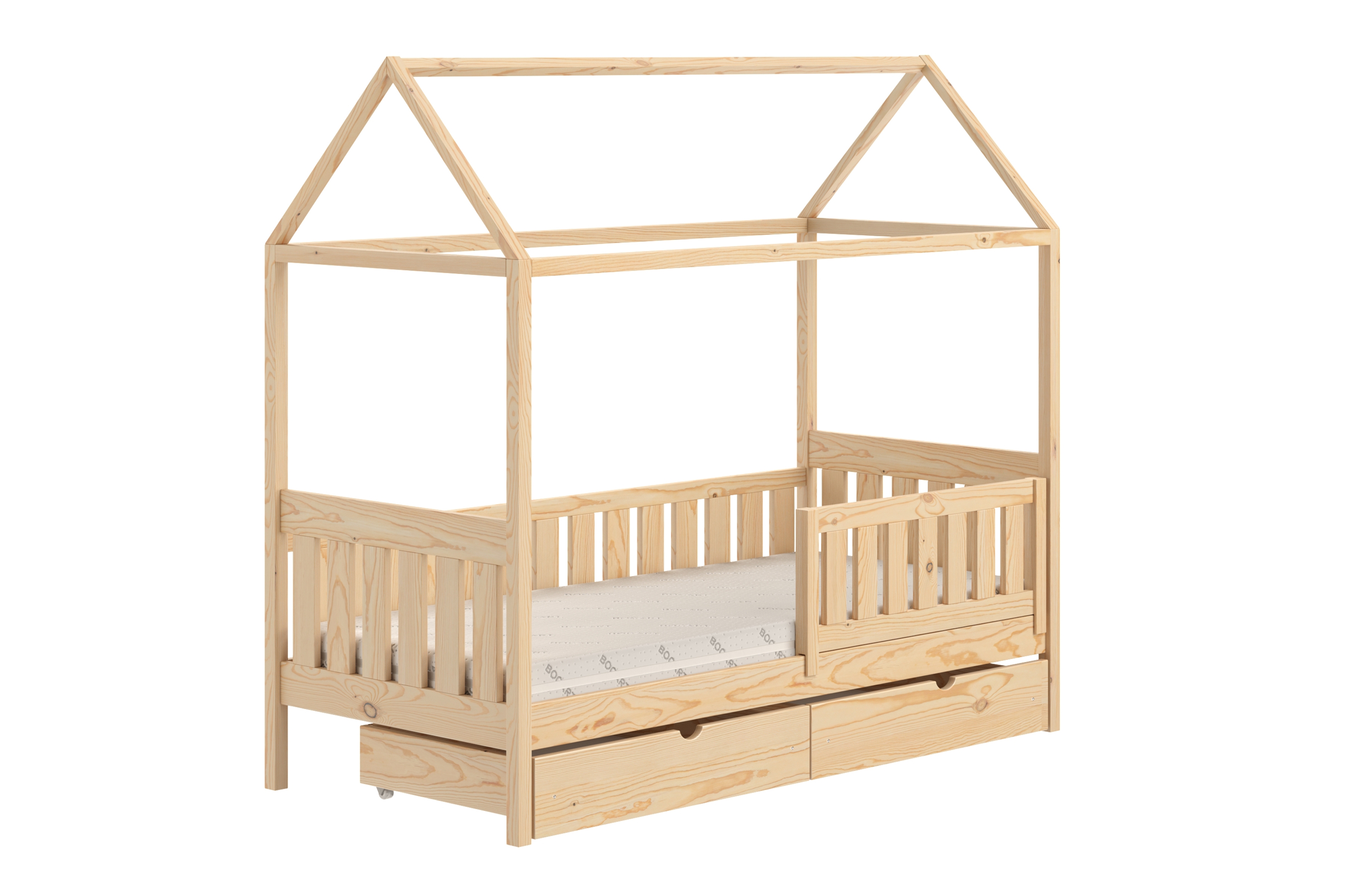 Detská domčeková posteľ Nemos II 80x160 so zásuvkami - borovica Posteľ domek Nemos II 80x160 prízemná so zásuvkami - Borovica  
