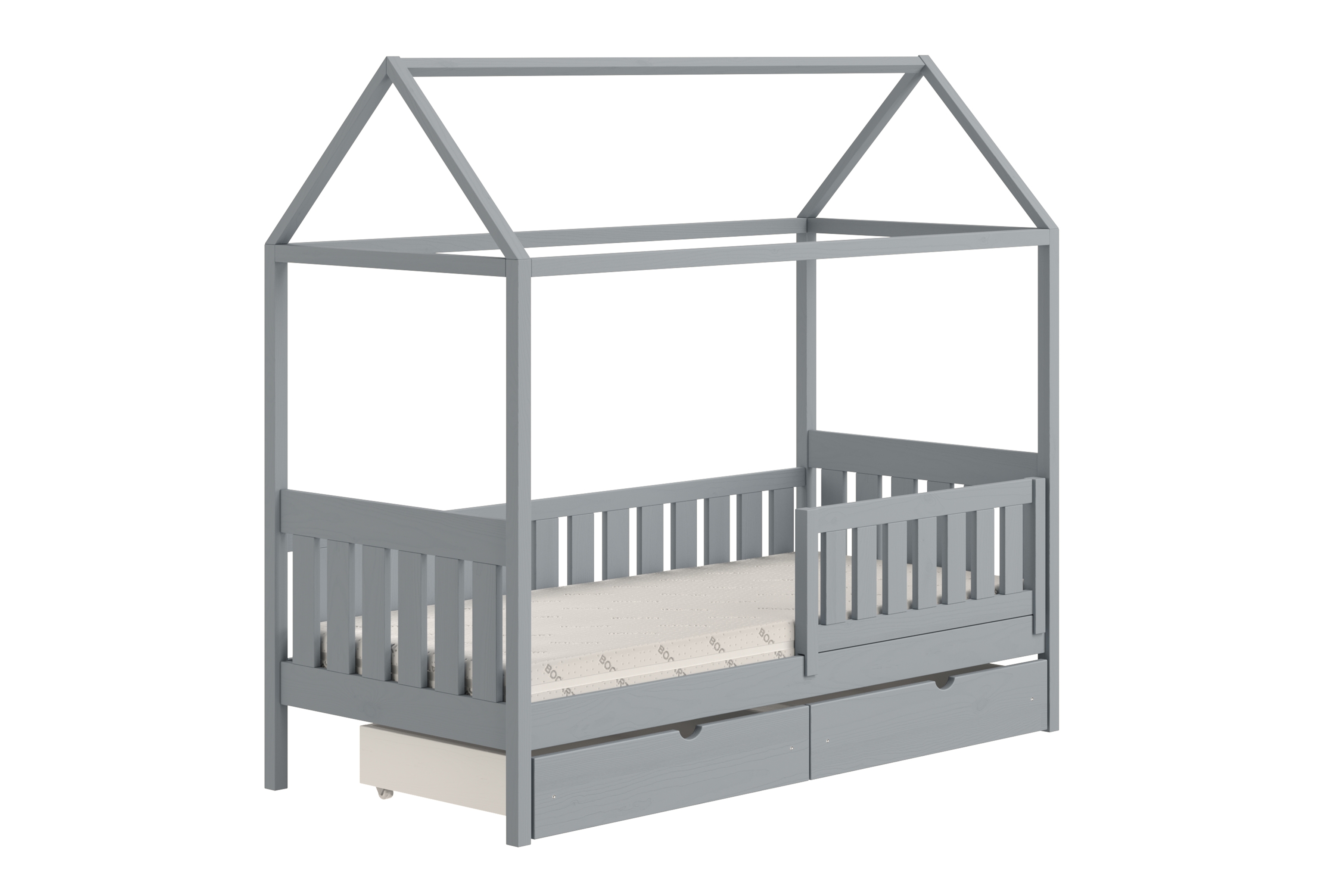 Detská domčeková posteľ Nemos II 80x180 so zásuvkami - sivá Posteľ domek Nemos II 80x180 prízemná so zásuvkami - šedý 