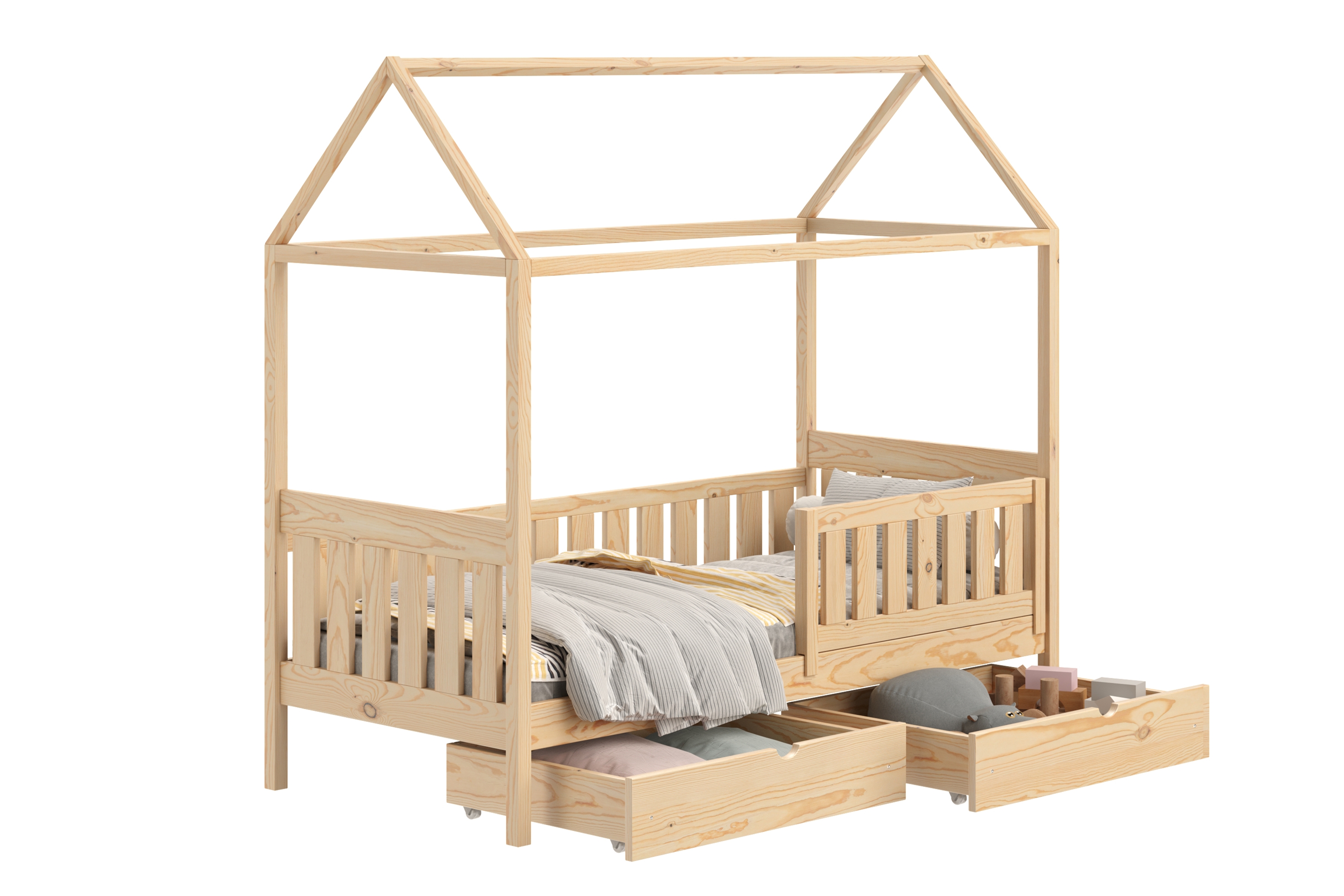 Detská domčeková posteľ Nemos II 80x190 so zásuvkami - borovica Posteľ domek Nemos II 80x190 prízemná so zásuvkami - Borovica 