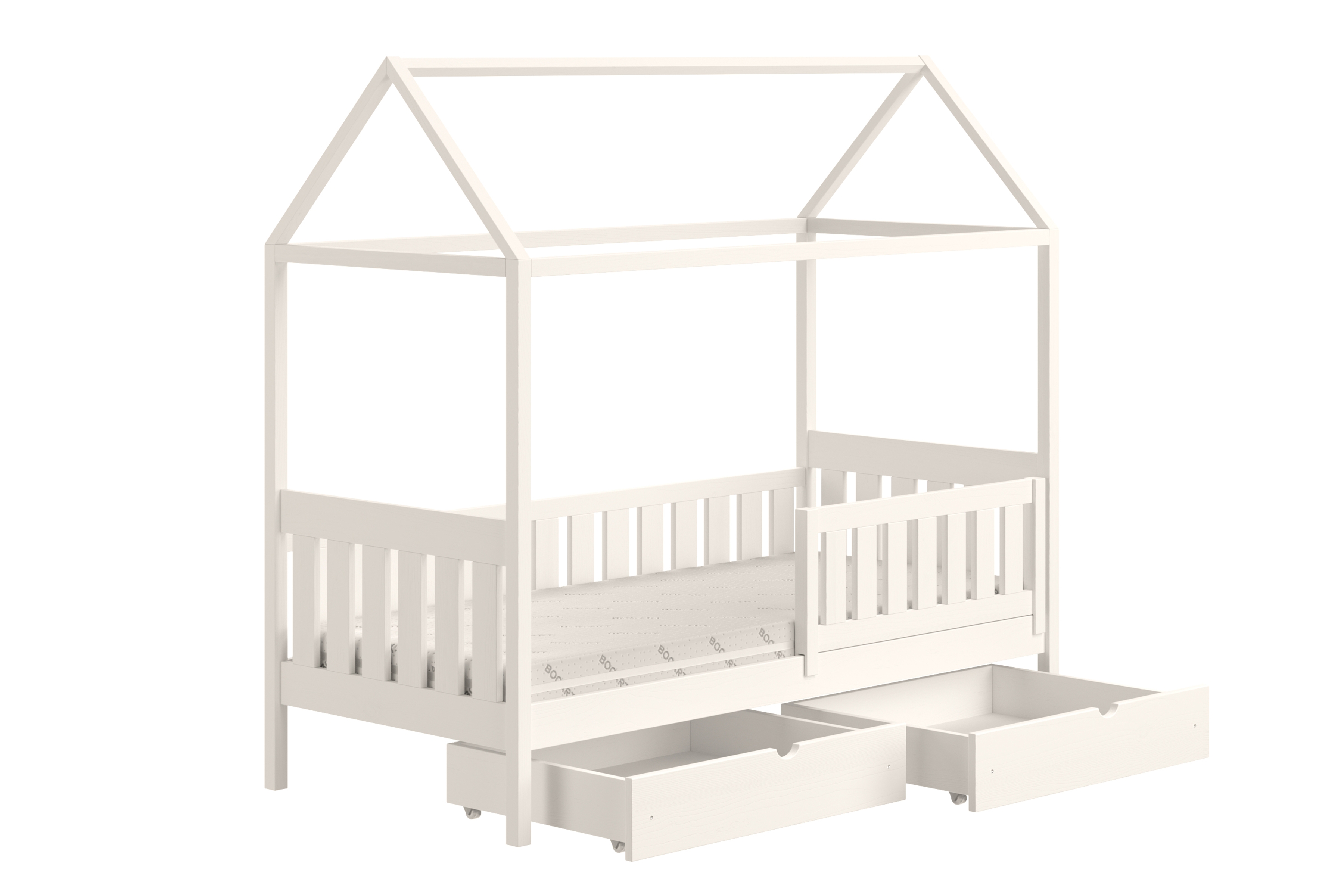 Detská domčeková posteľ Nemos II 80x200 so zásuvkami - biela Posteľ domek Nemos II 80x200 prízemná so zásuvkami - Biely 