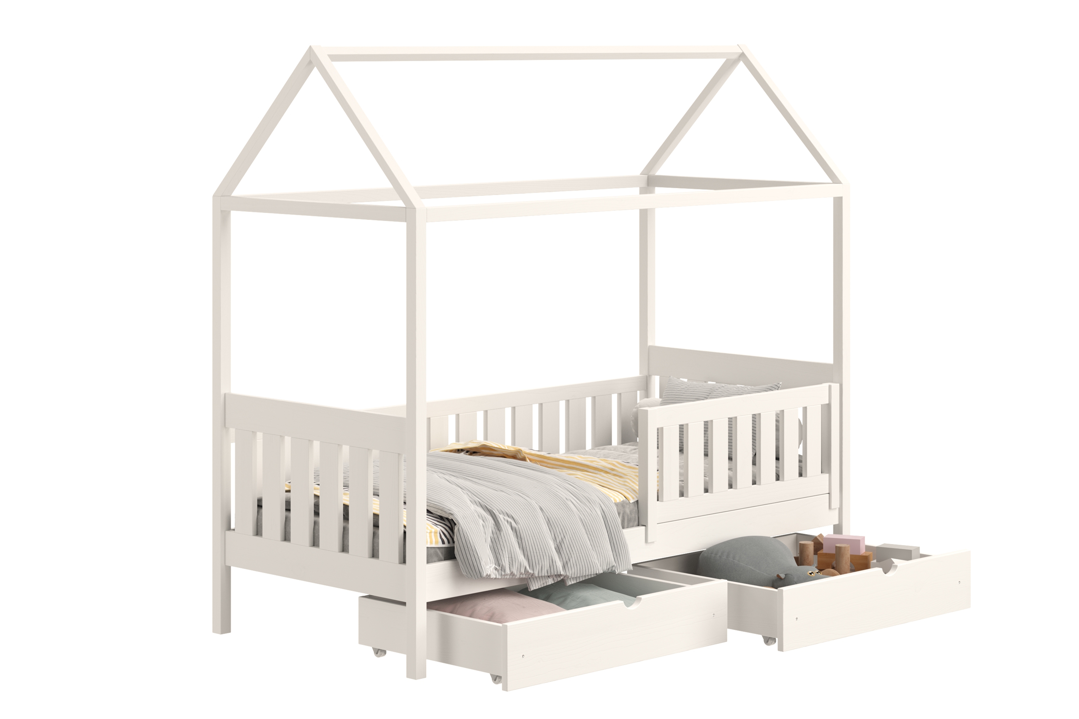 Detská domčeková posteľ Nemos II 80x200 so zásuvkami - biela Posteľ domek Nemos II 80x200 prízemná so zásuvkami - Biely 