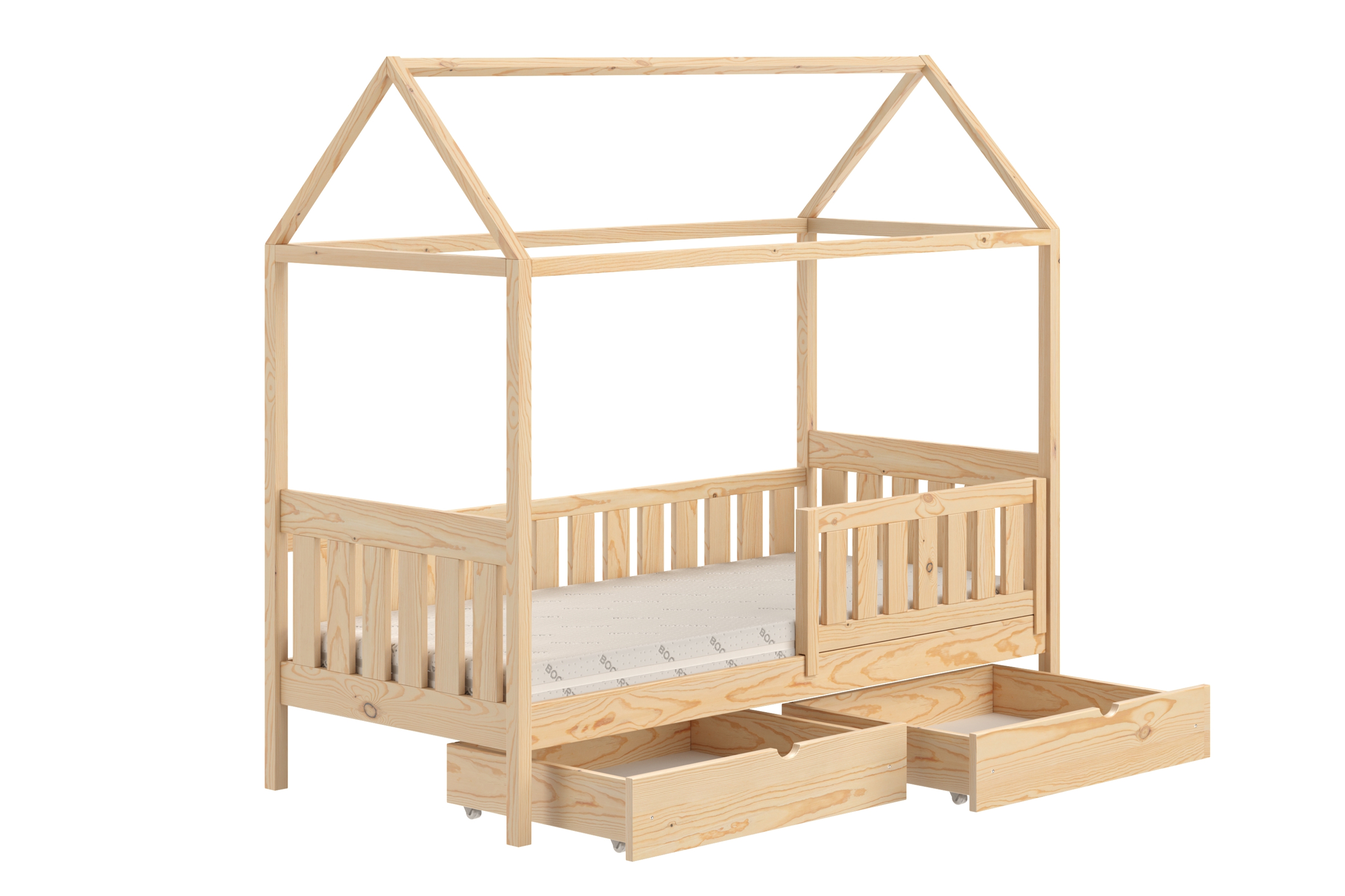 Detská posteľ domček Nemos II 90x190 so zásuvkami - borovica Posteľ domek Nemos II 90x190 prízemná so zásuvkami - Borovica 