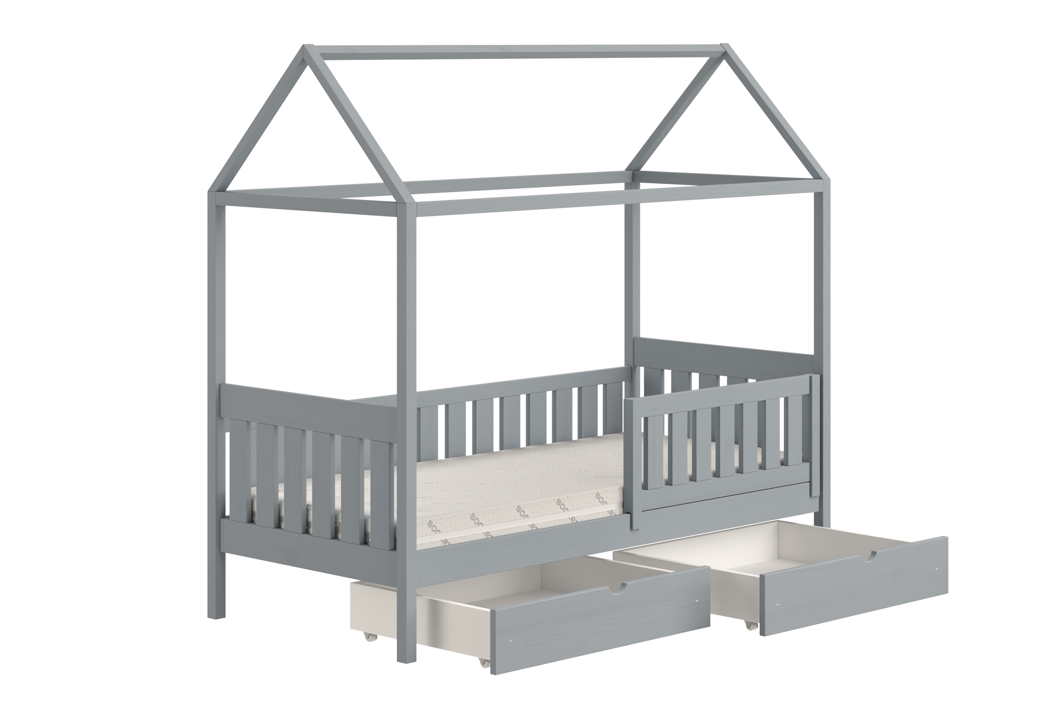 Dětská postel domeček Nemos II 90x190 cm se zásuvkami - šedá Postel domeček Nemos II 90x190 přízemní se zásuvkami - šedá 
