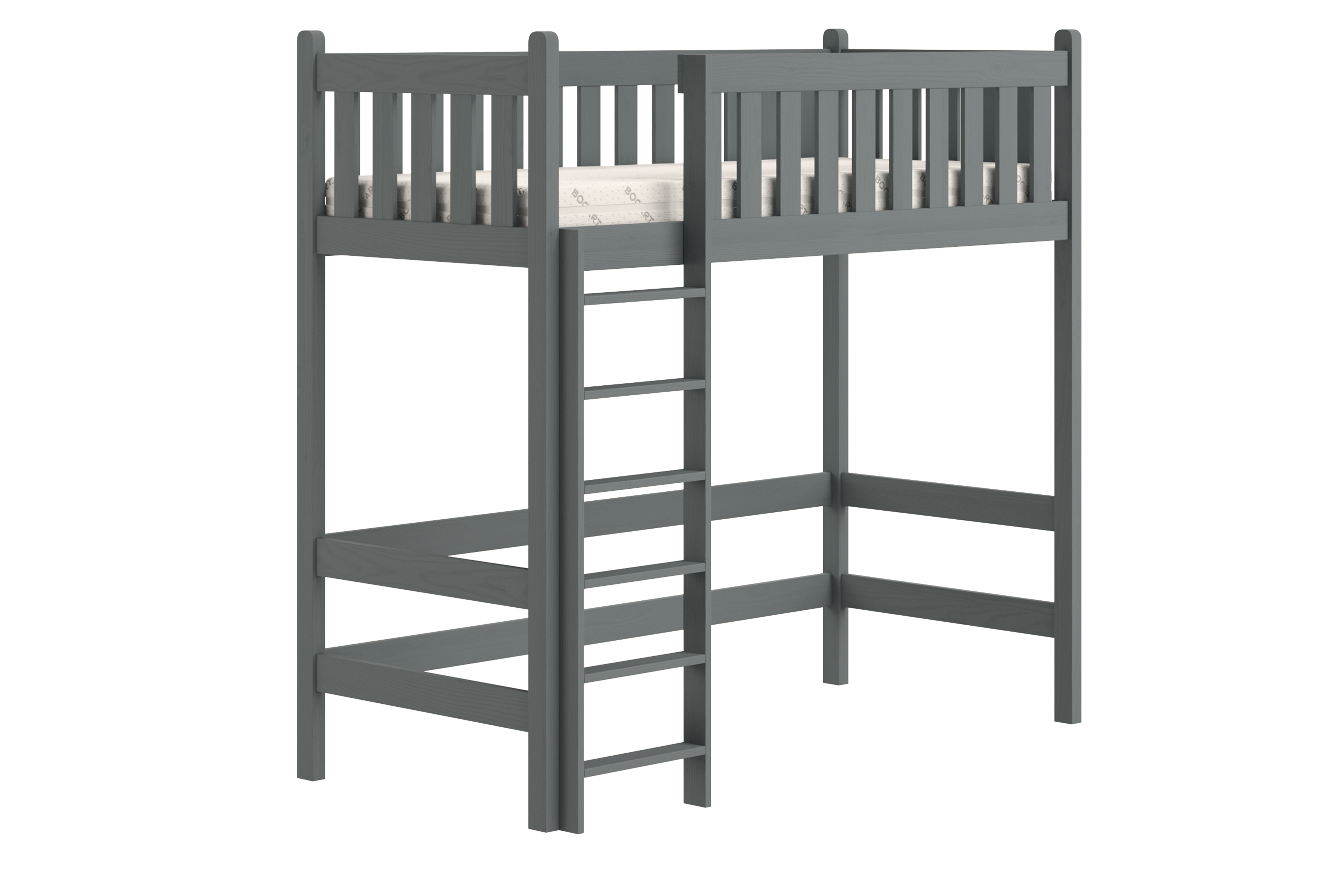 Vyvýšená detská posteľ Swen - 80x200 cm - grafitová Posteľ drevená Swen 80x200 vyvýšená - grafit