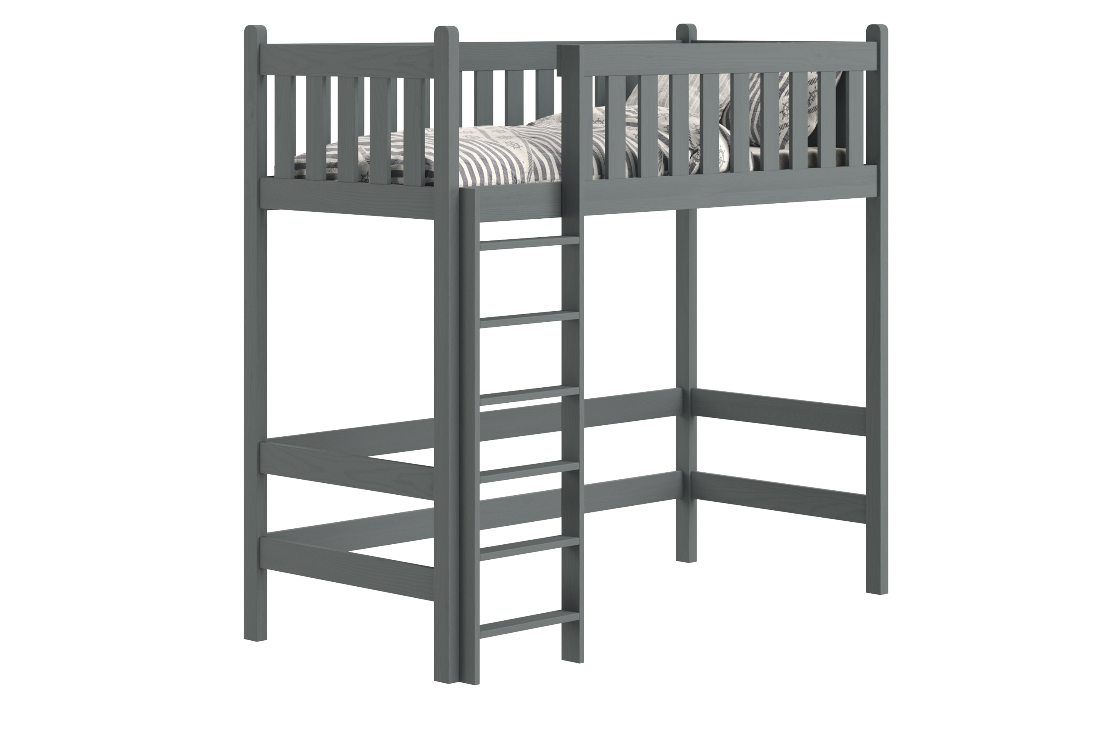 Vyvýšená detská posteľ Swen - 80x200 cm - grafitová Posteľ drevená Swen 80x200 vyvýšená - grafit