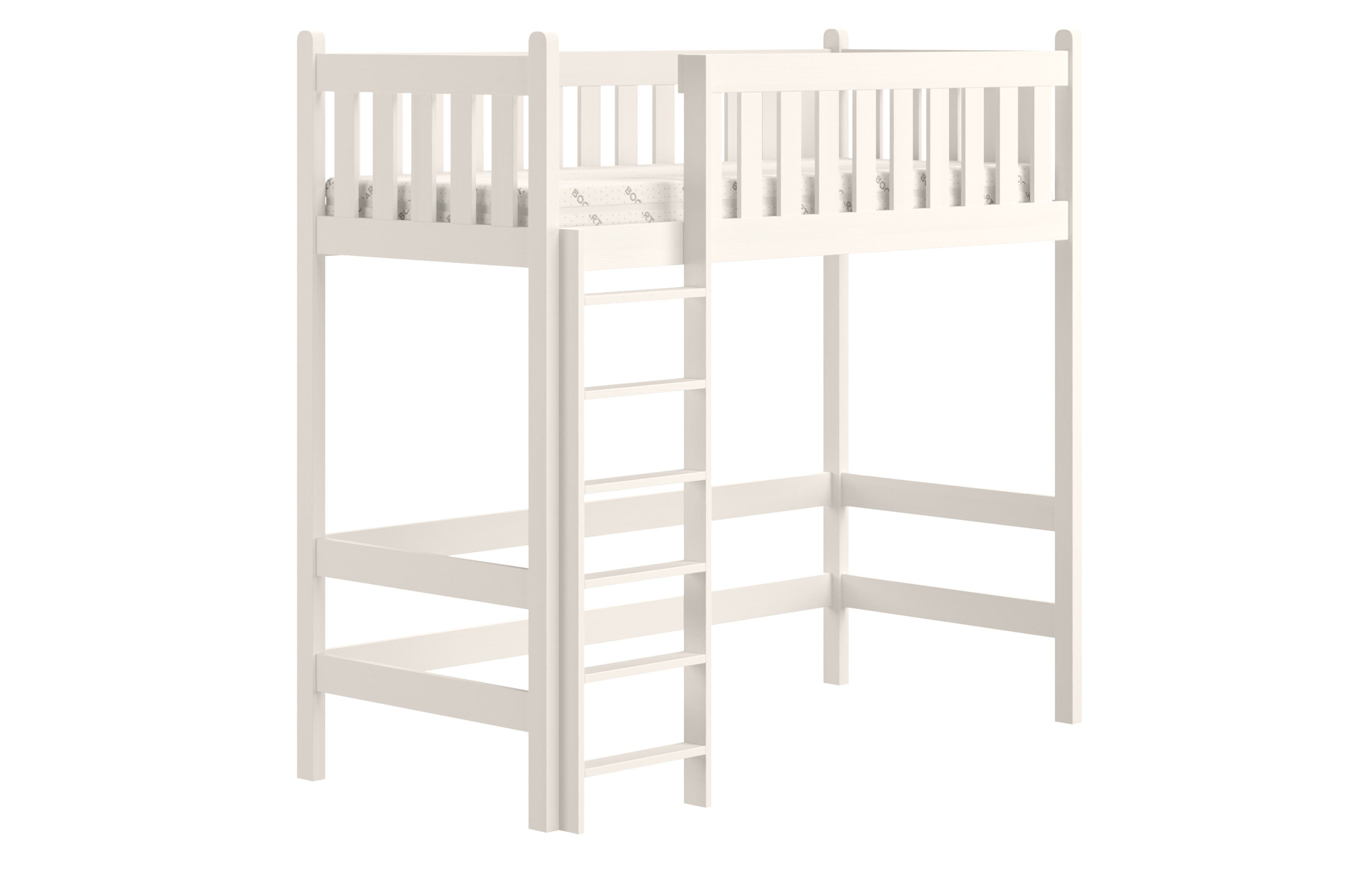 Vyvýšená detská posteľ Swen - 90x180 cm - biela Posteľ drevená Swen 90x180 vyvýšená - Biely