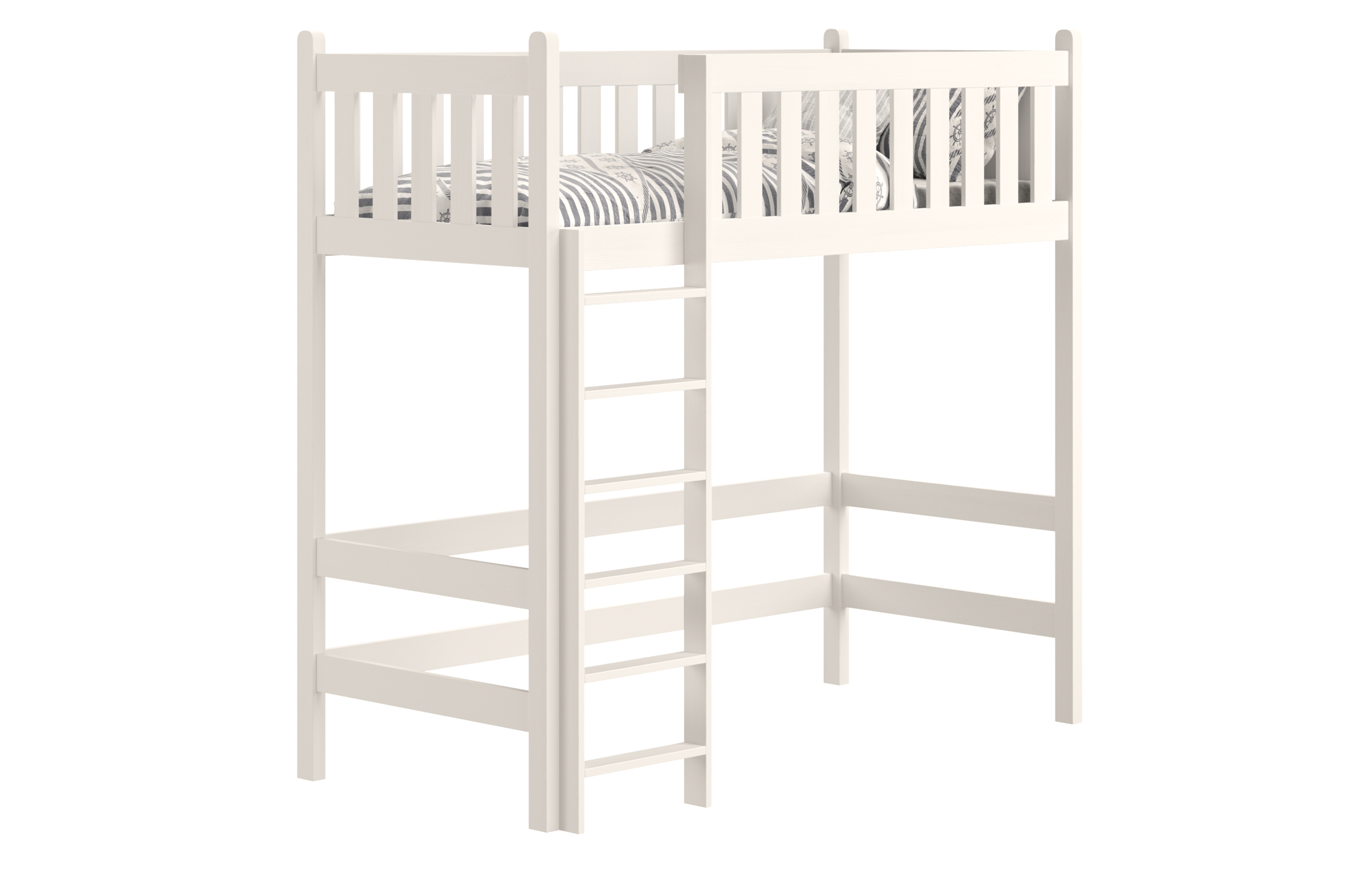 Vyvýšená detská posteľ Swen - 90x180 cm - biela Posteľ drevená Swen 90x180 vyvýšená - Biely