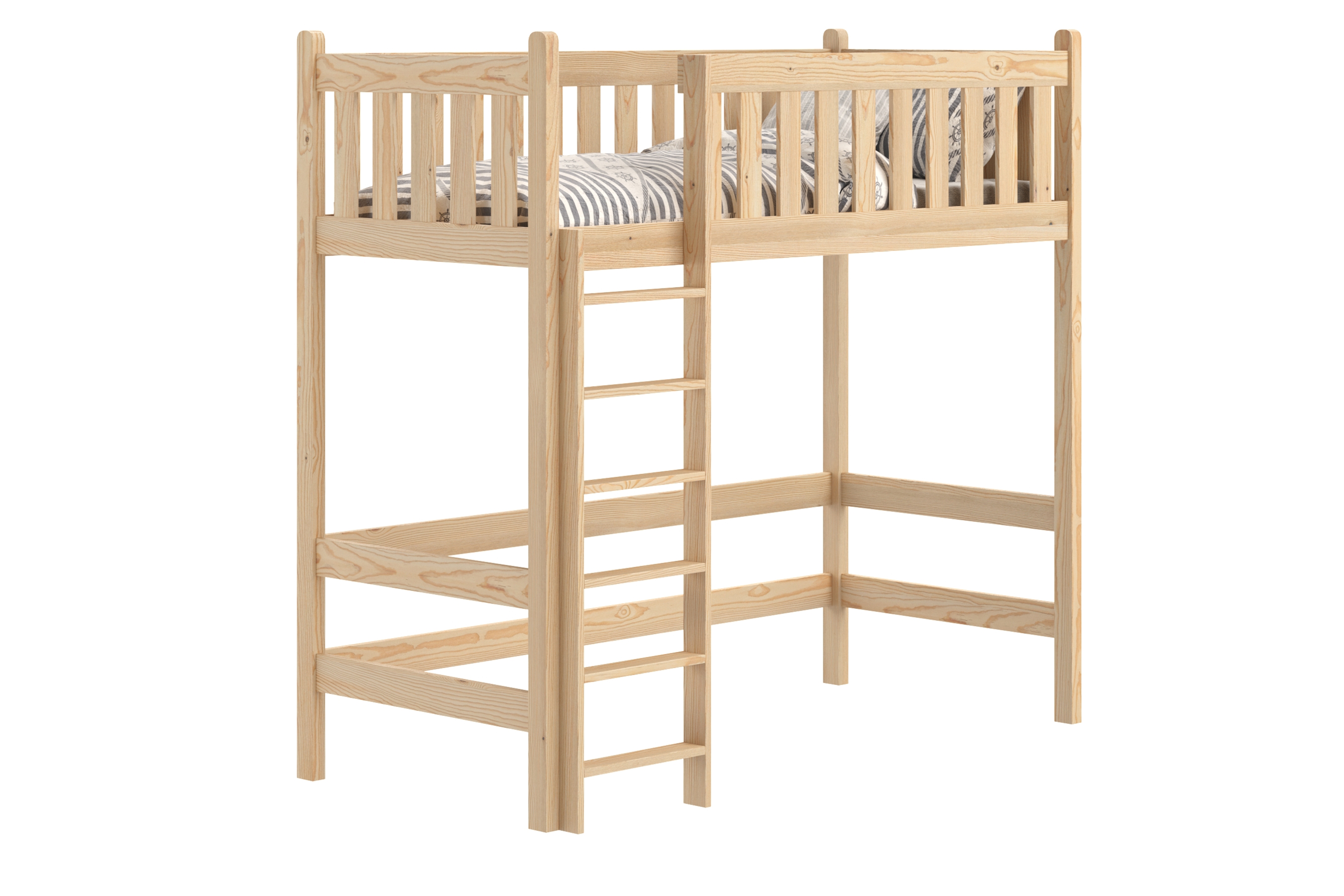 Vyvýšená dřevěná postel Swen 90x180 - borovice Postel dřevěná Swen 90x180 vyvýšená postel - borovice