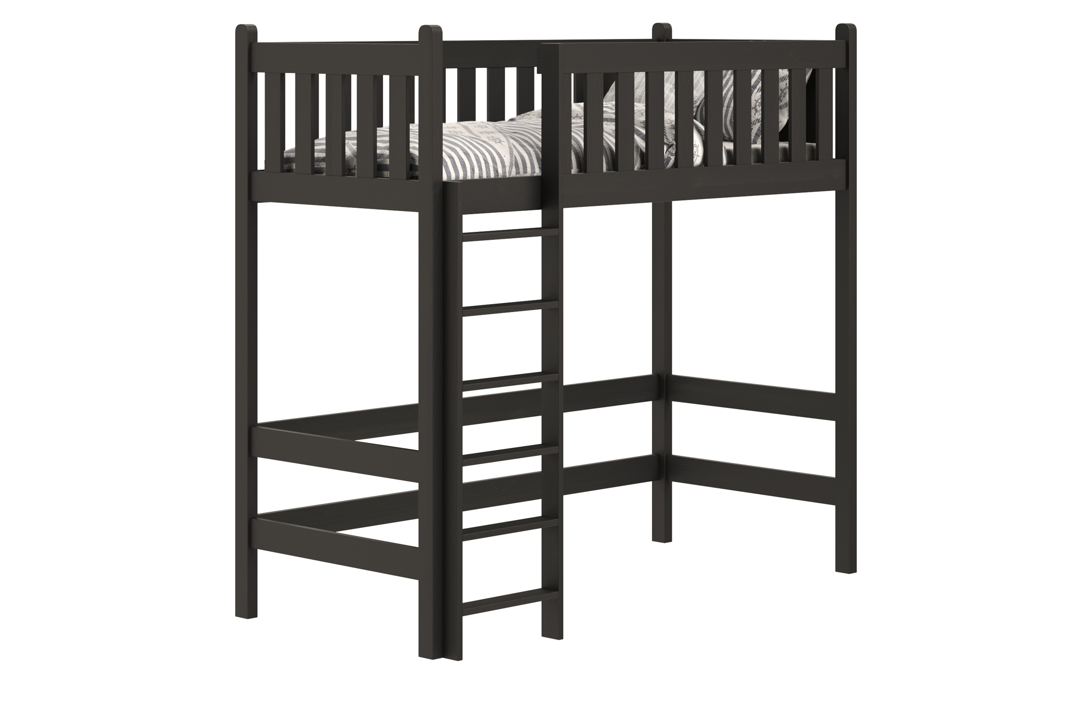 Vyvýšená dřevěná postel Swen 90x200 - černá Postel dřevěná Swen 90x200 vyvýšená postel - černá