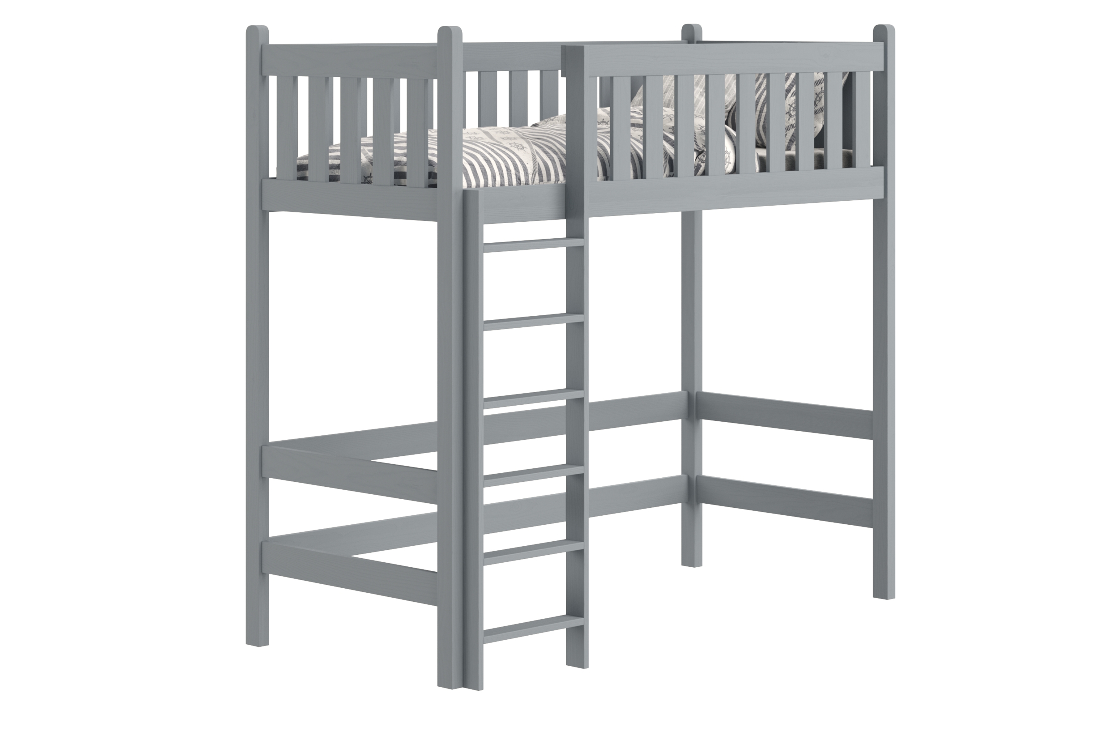 Vyvýšená dřevěná postel Swen 90x200 cm - šedá Postel dřevěná Swen 90x200 vyvýšená postel - šedá