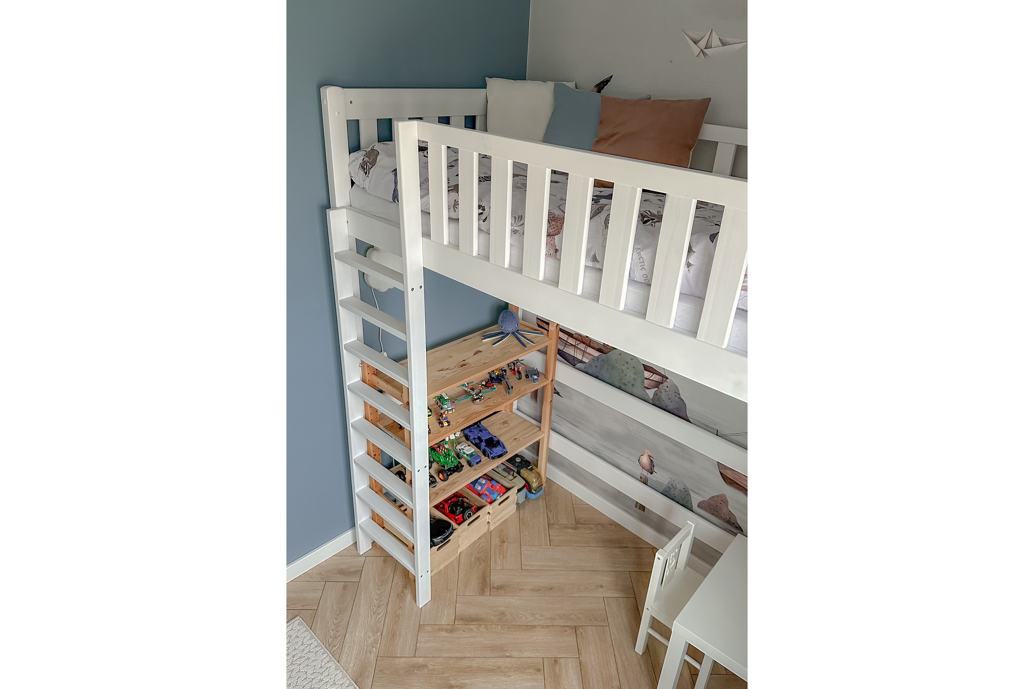 Vyvýšená detská posteľ Swen - 80x200 cm - biela Posteľ drevená Swen vyvýšená - 80x200 / Biely