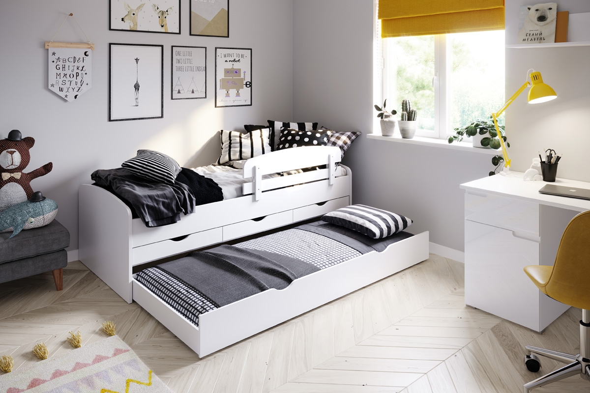 Dětská postel Nicole 01  90x200 cm se 3 zásuvkami postel s výsuvným podkladem