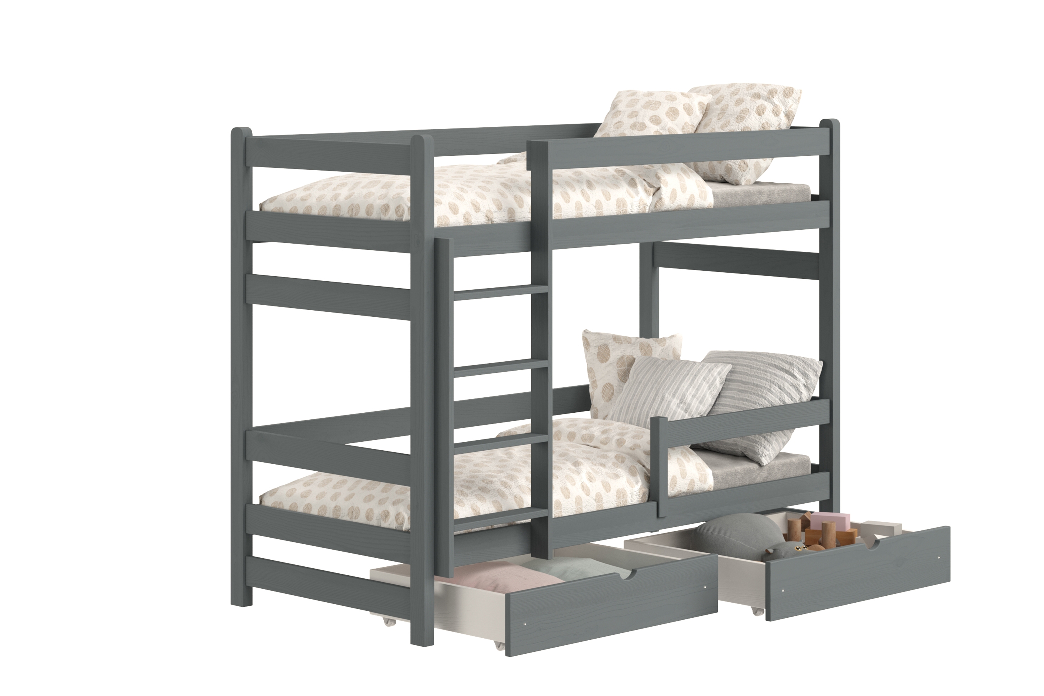 Poschodová posteľ Alis - grafit, 70x140 Posteľ dzieciece Alis 70x140 poschodová - grafit