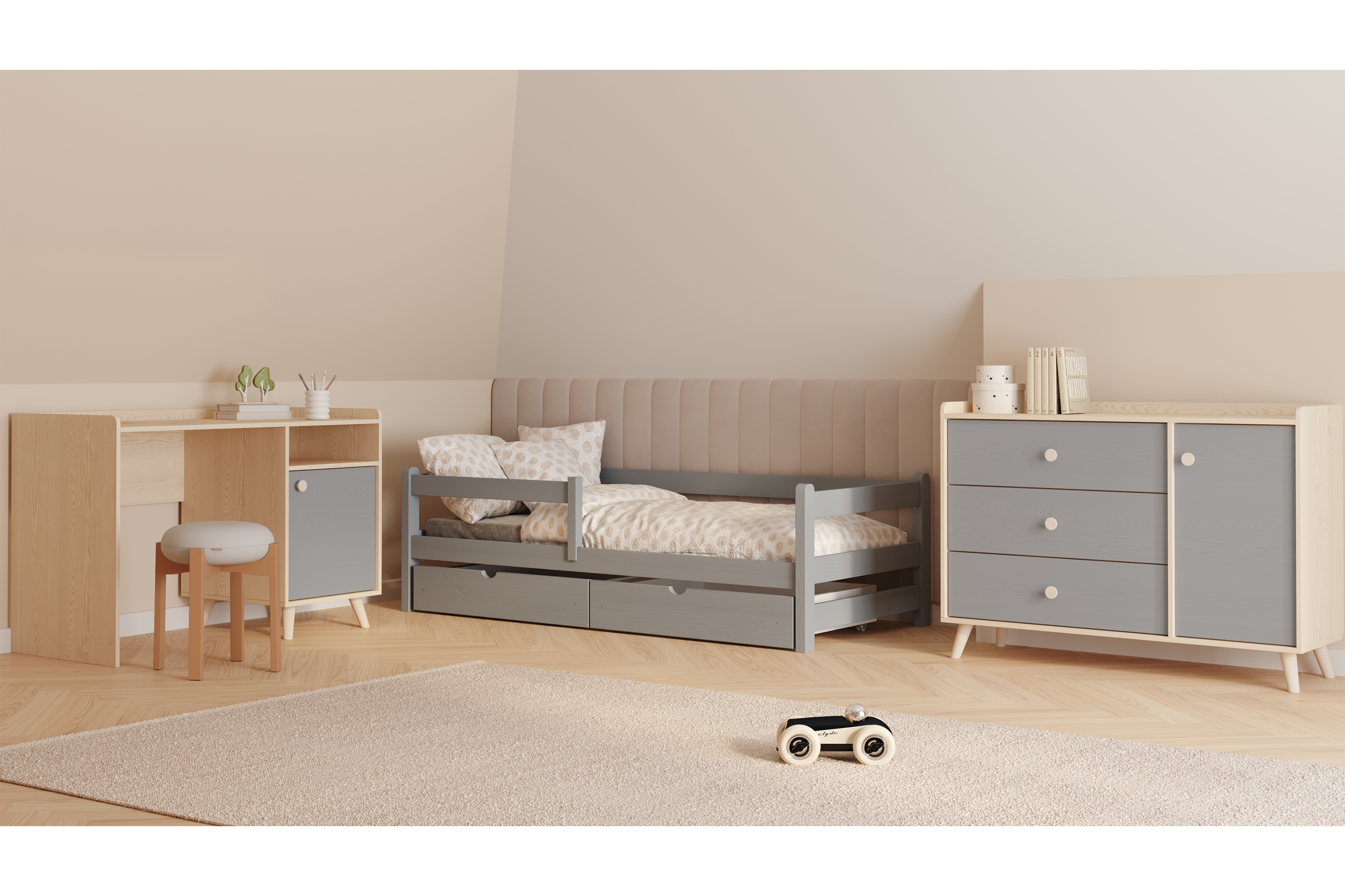 Dětská postel Alis 80x160 cm - šedá Postel dzieciece Alis 80x160 přízemní - šedá