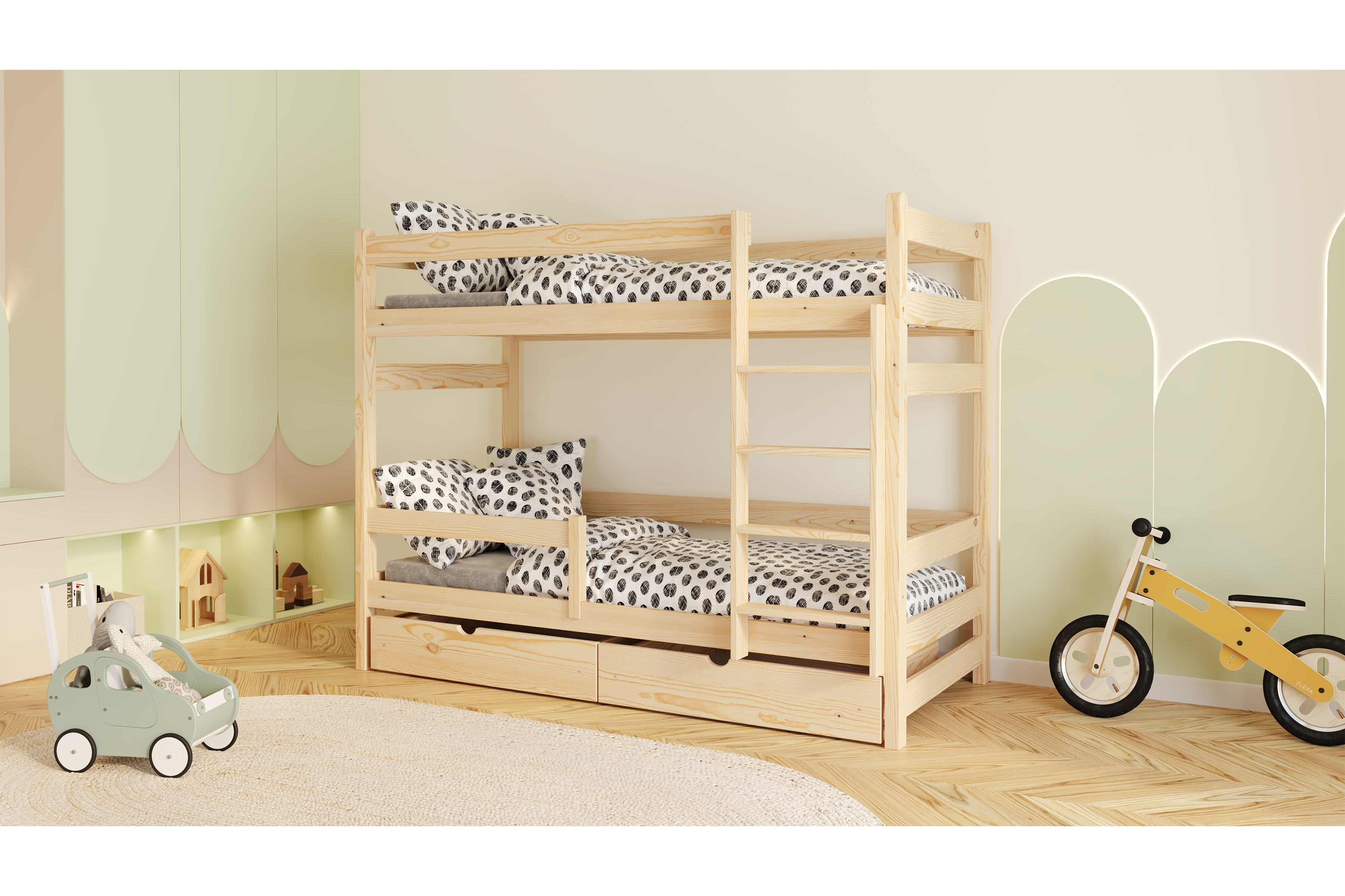 Poschodová posteľ Alis - Borovica, 80x160 Posteľ dzieciece Alis 80x160 poschodová - Borovica