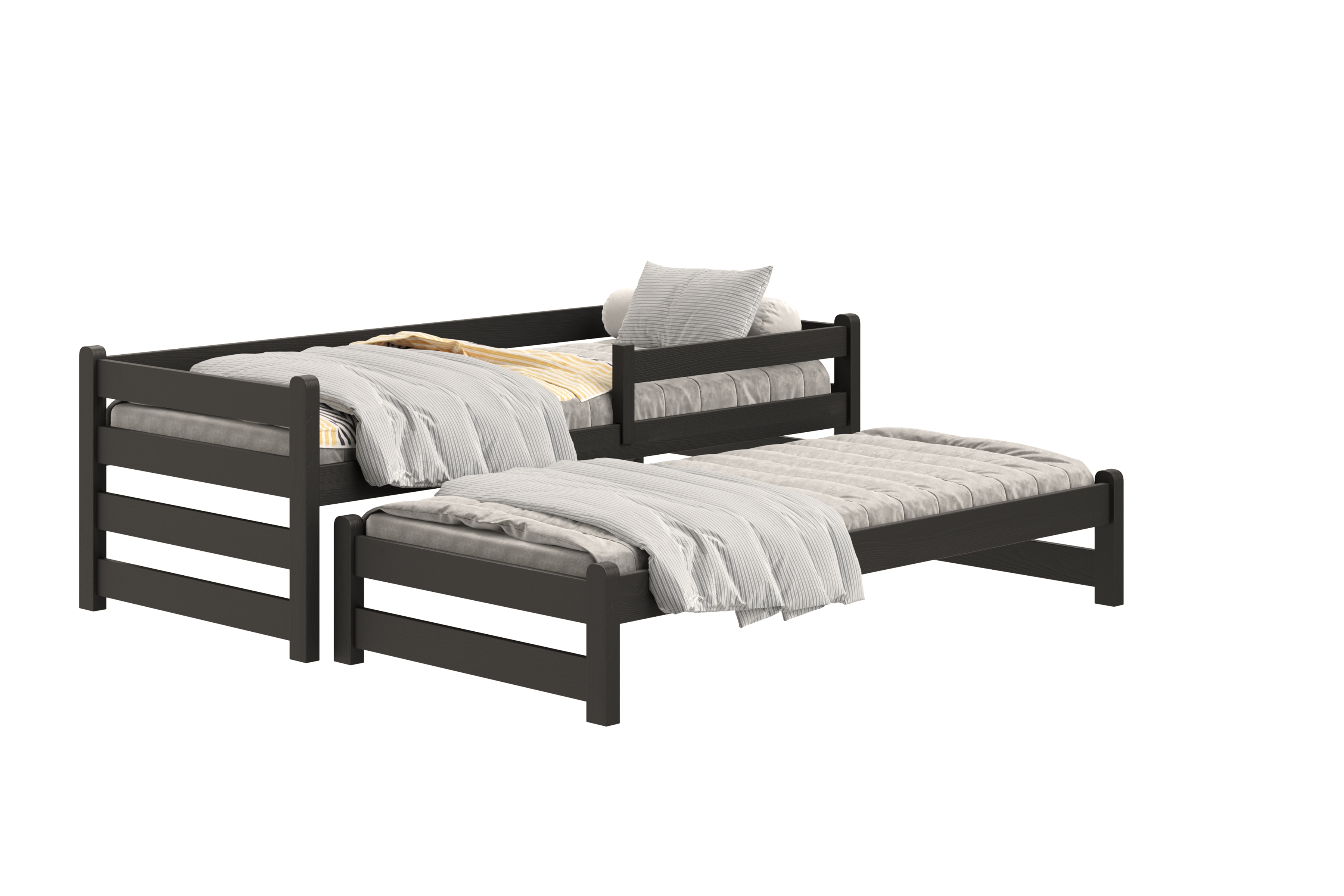 Detská posteľ Alis s prístelkou - 80x190 cm - čierna Posteľ dzieciece Alis 80x190 prízemná výsuvna - Čierny