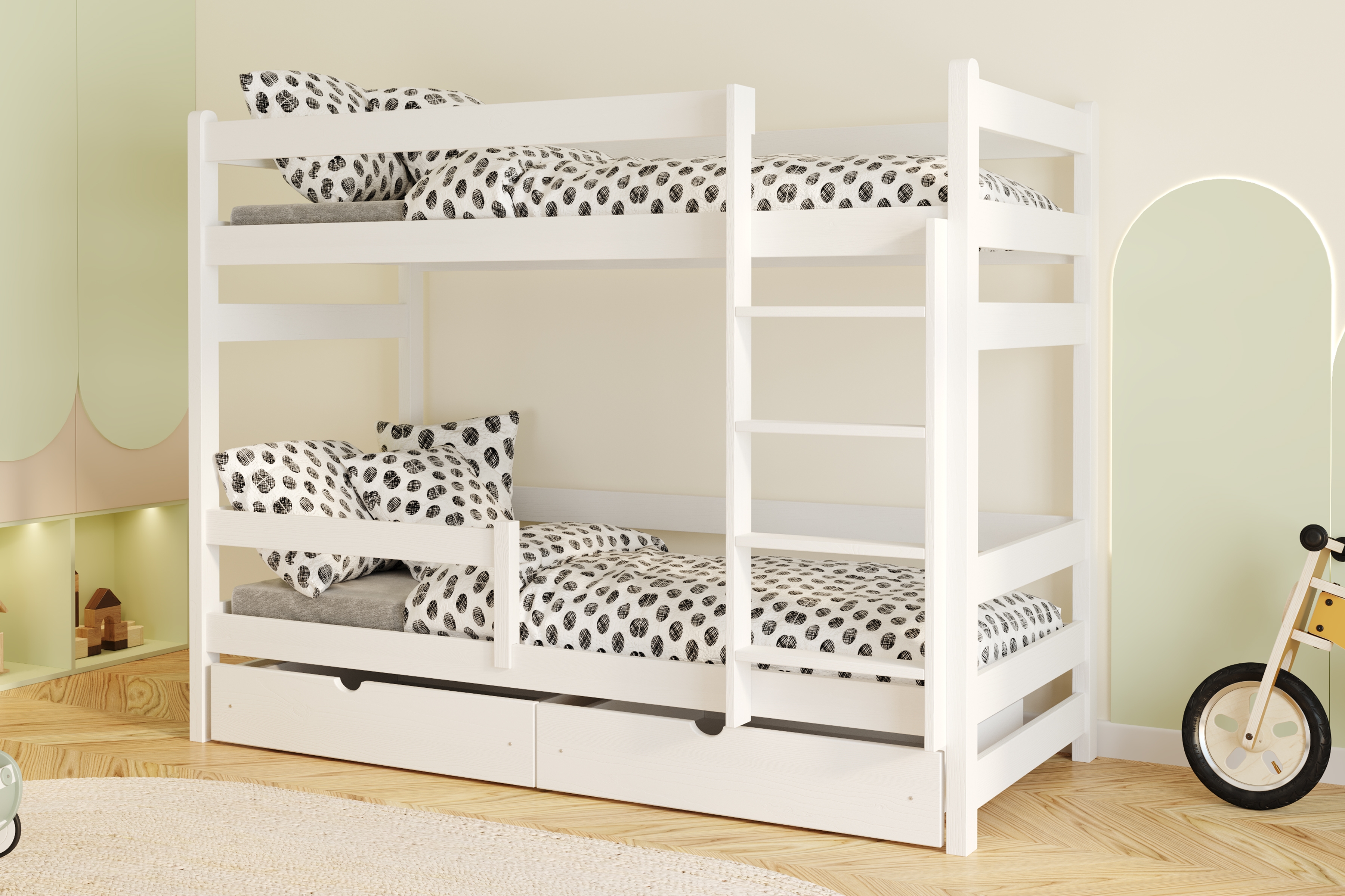 Poschodová posteľ Alis - biely, 80x190 Posteľ dzieciece Alis 80x190 poschodová - Biely