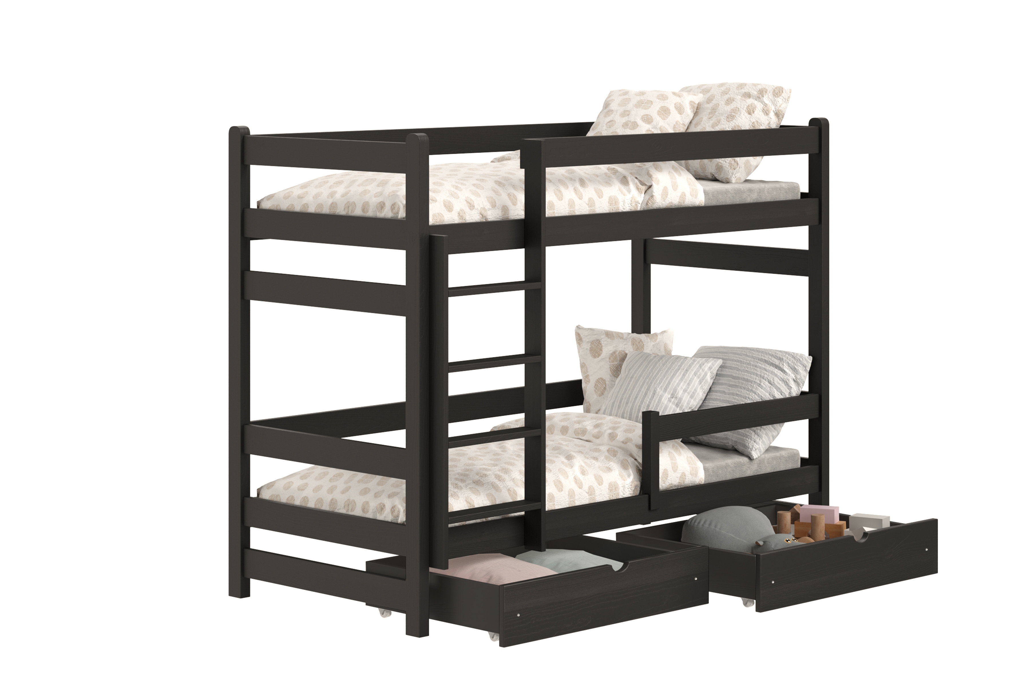 Dětská patrová výsuvná postel Alis 80x190 cm - černá Postel dzieciece Alis 80x190 patrová  - černá