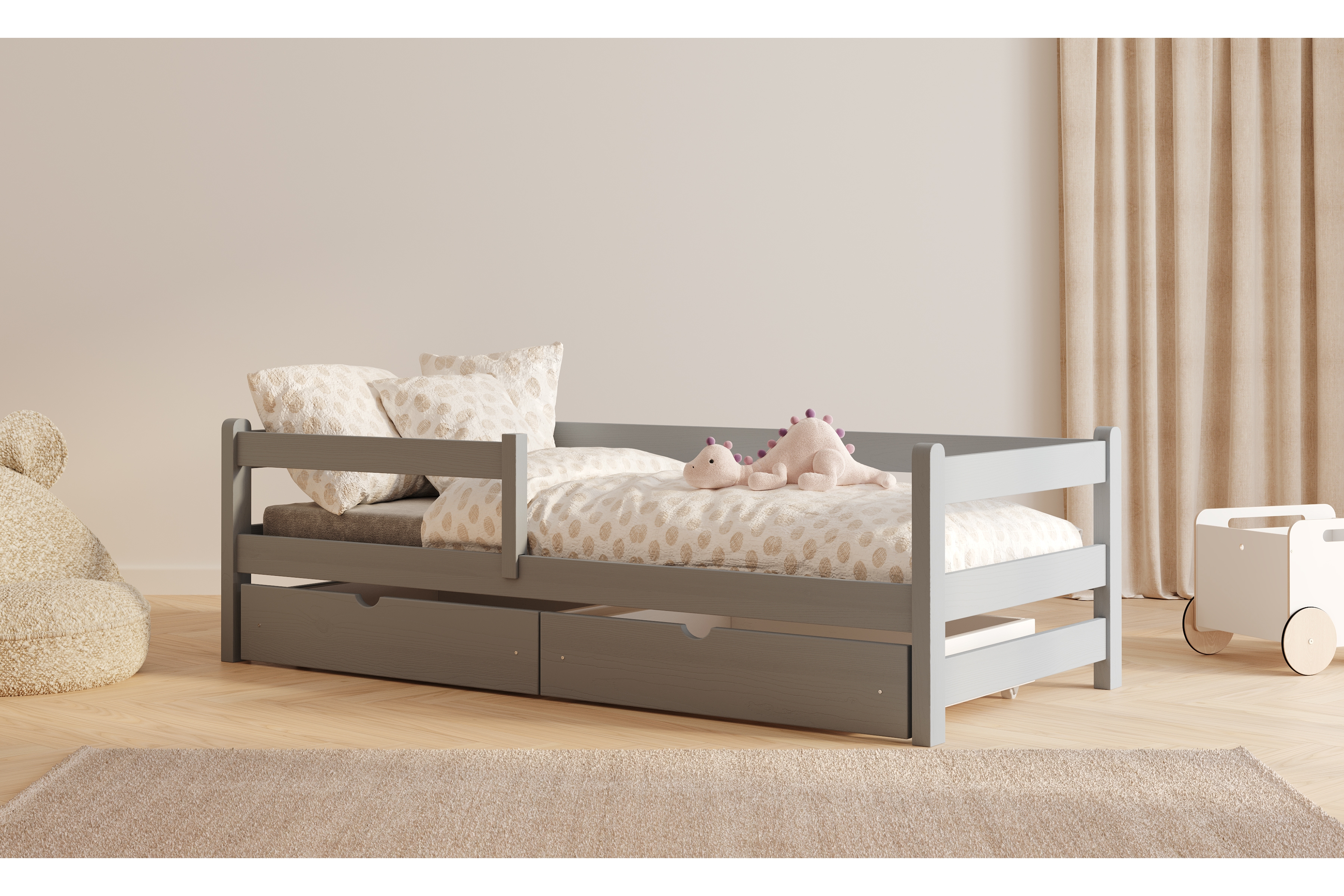 Dětská postel Alis 80x200 cm - šedá Postel dzieciece Alis 80x200 přízemní - šedá