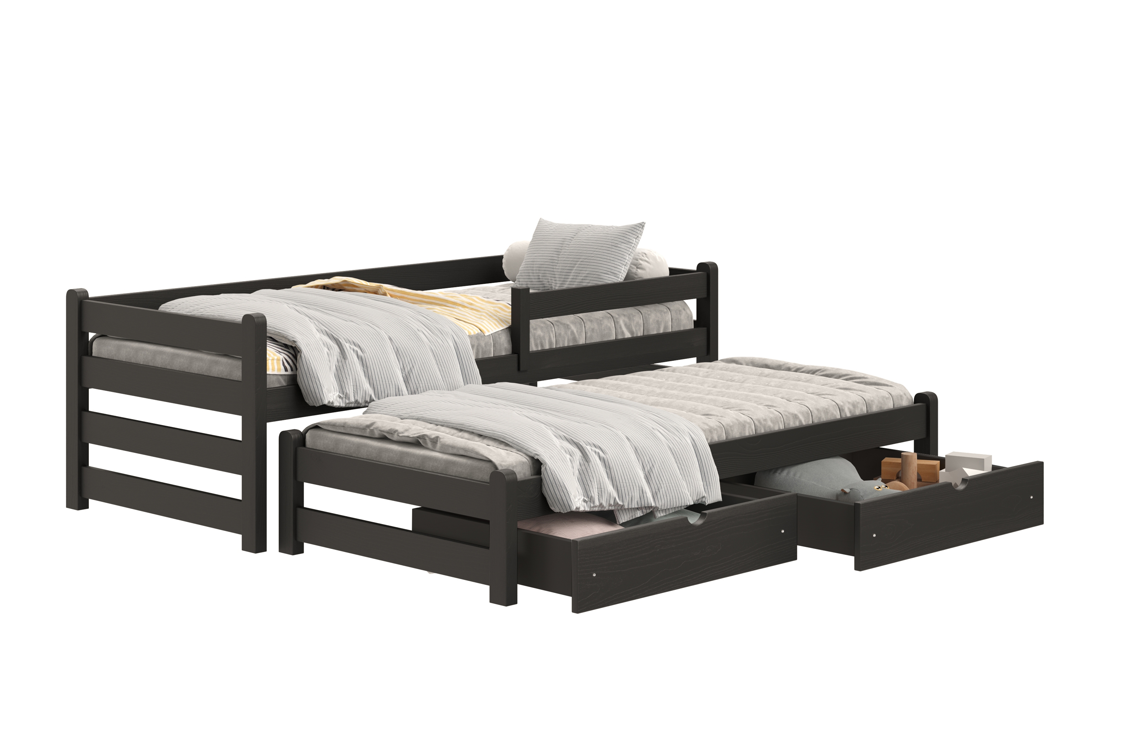Dětská výsuvná postel Alis 90x180 cm - černá Postel dzieciece Alis 90x180 přízemní výsuvná - černá