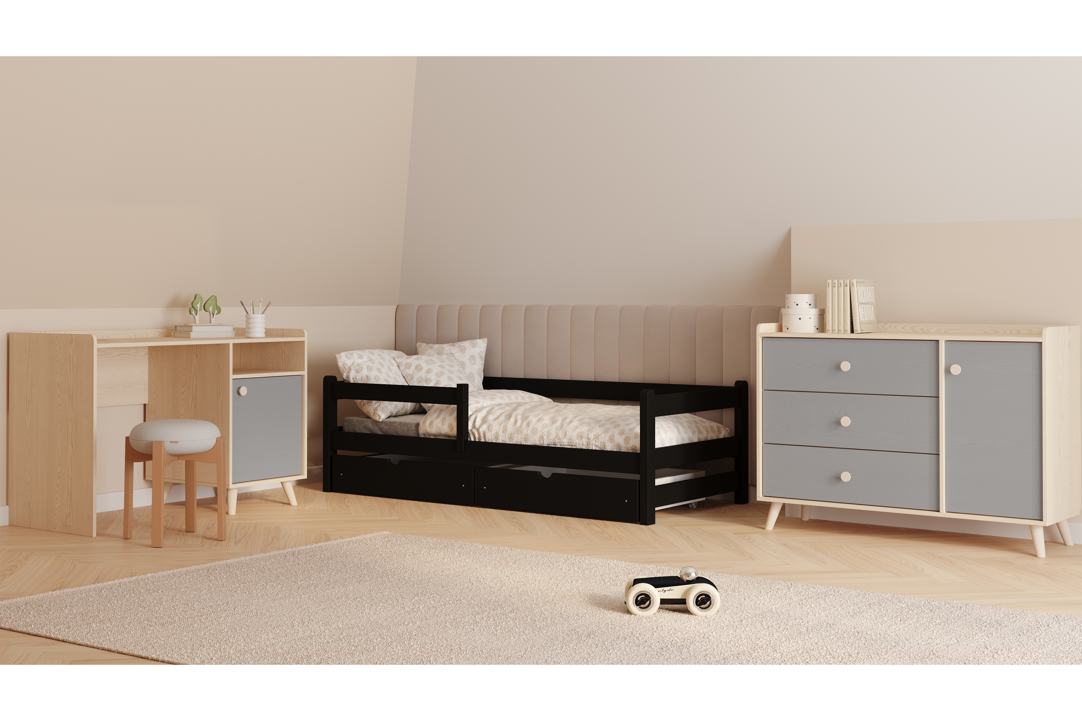 Dětská postel Alis 90x190 cm - černá Postel dzieciece Alis 90x190 přízemní - černá