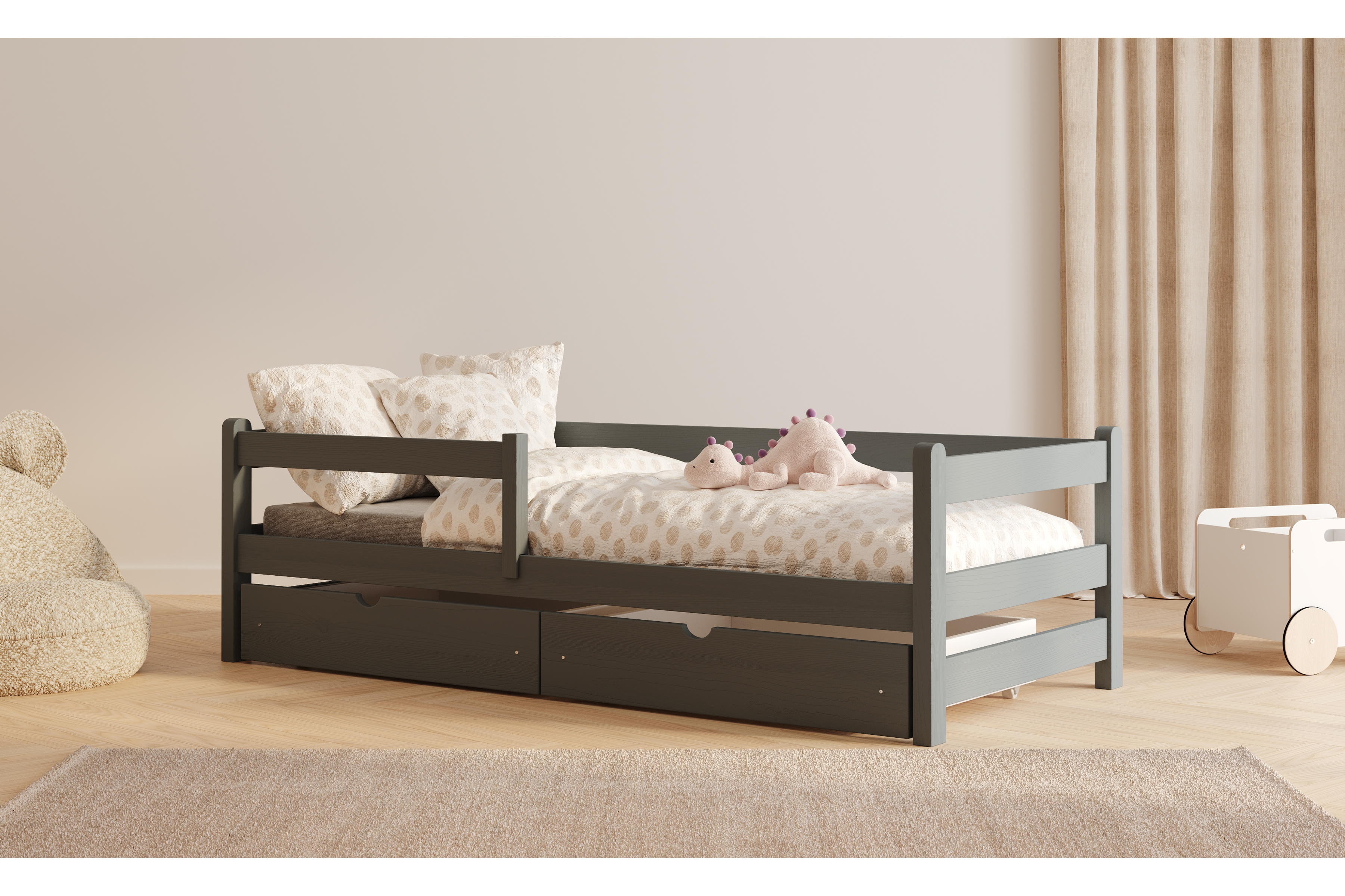 Dětská postel Alis 90x190 cm - grafitová Postel dzieciece Alis 90x190 přízemní - grafit