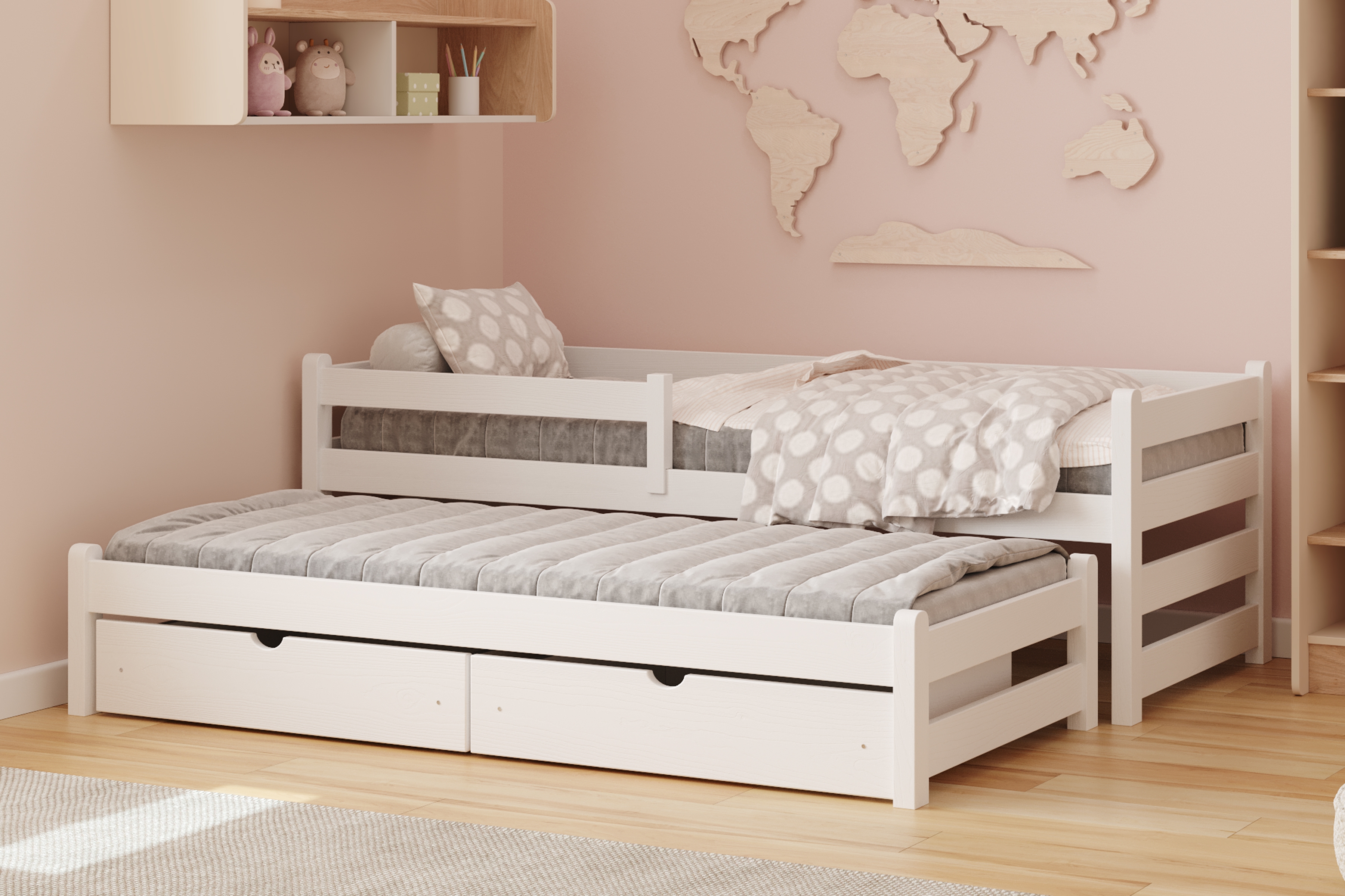 Dětská výsuvná postel Alis 90x190 cm - bílá Postel dzieciece Alis 90x190 přízemní výsuvná - bílá