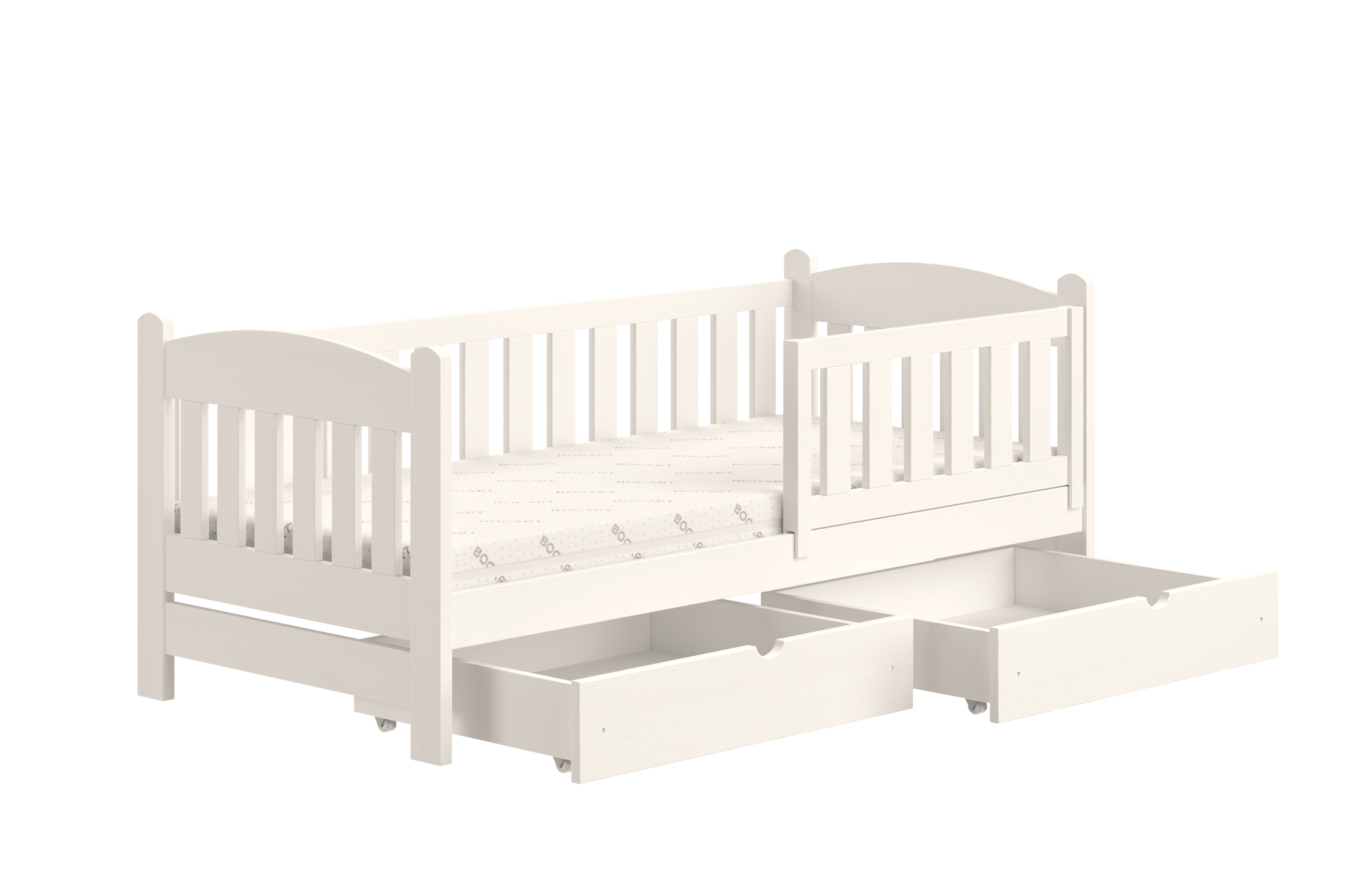 Detská posteľ Alvins so zásuvkami - 80x160 cm - biela Posteľ dzieciece Alvins 80x160 drevená so zásuvkami - Biely