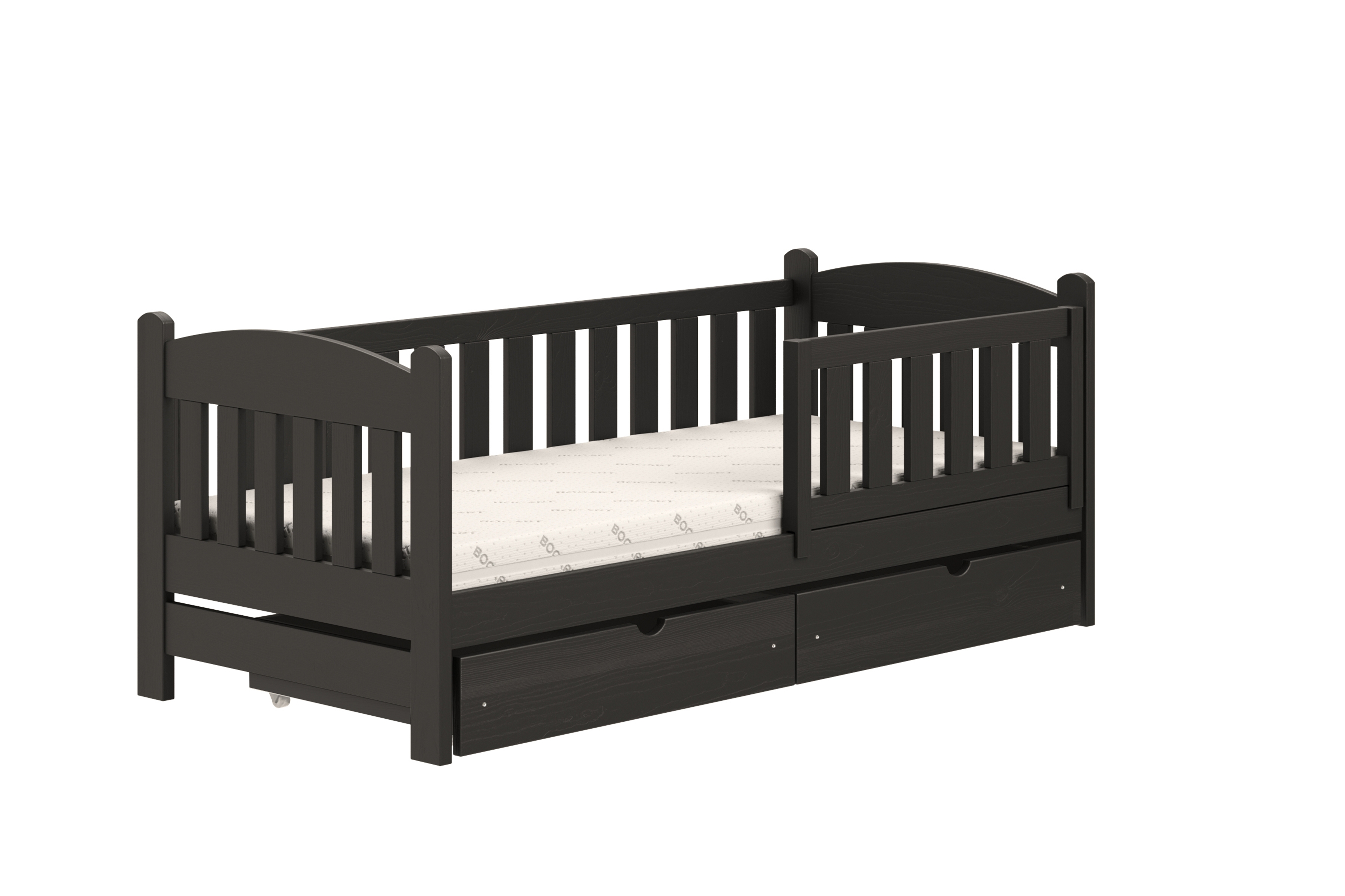 Dětská postel Alvins 80x190 cm - černá Postel dzieciece Alvins 80x190 dřevěná se zásuvkami - černá 