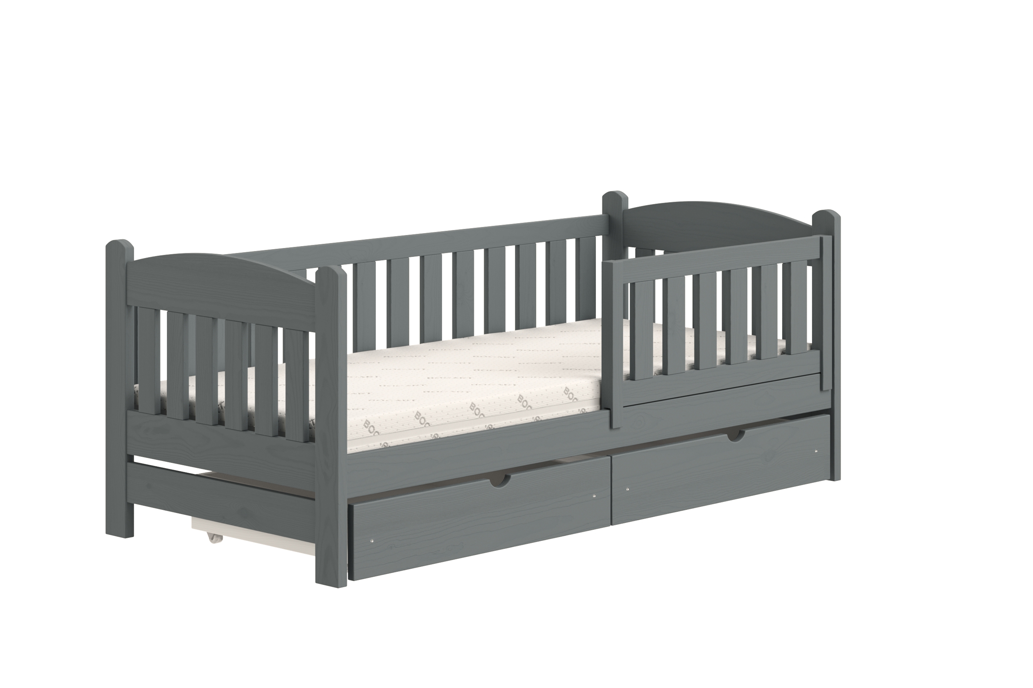 Detská posteľ Alvins so zásuvkami - grafit, 80x190 Posteľ dzieciece Alvins 80x190 drevená so zásuvkami - grafit 