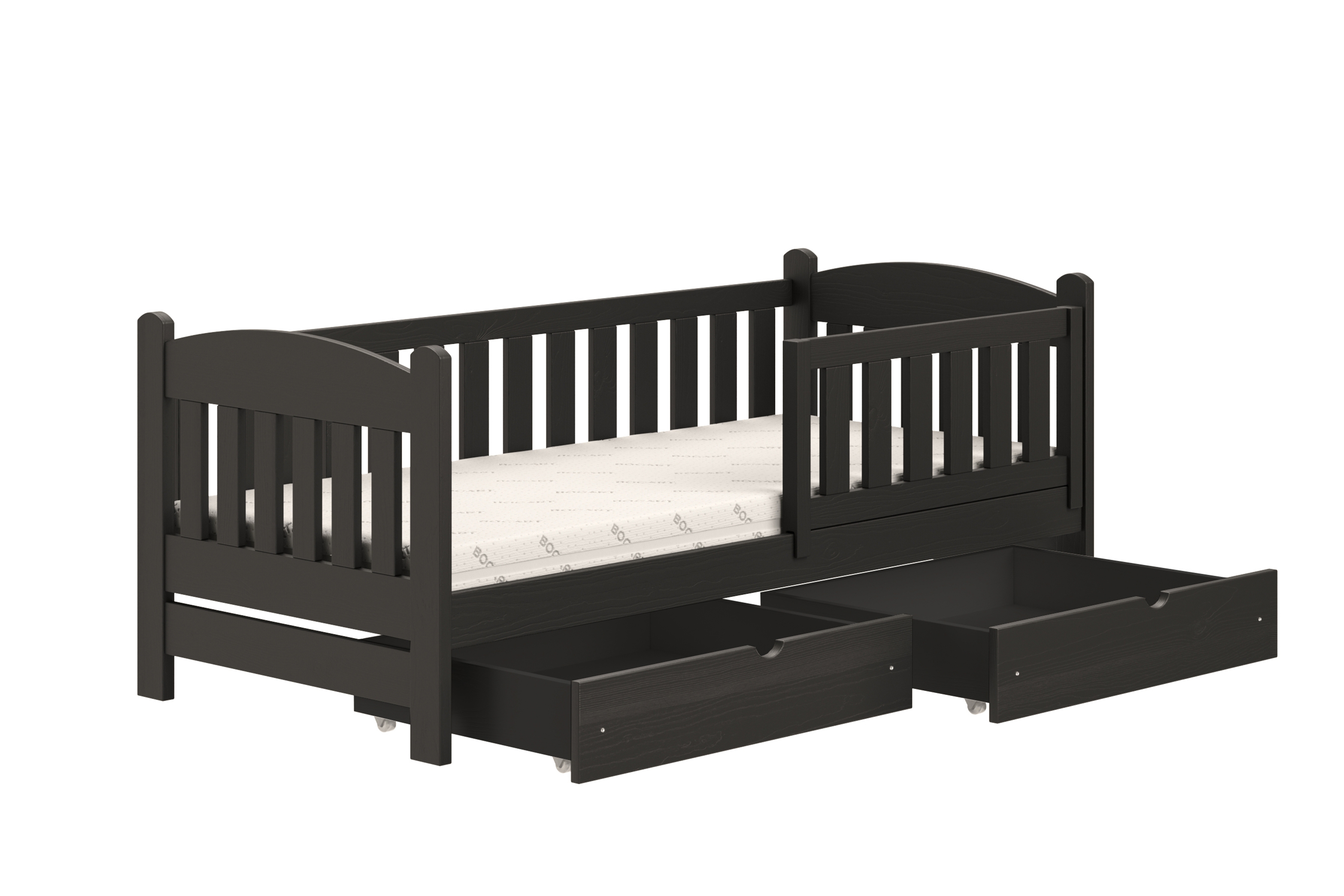 Dětská postel Alvins 80x200 cm - černá Postel dzieciece Alvins 80x200 dřevěná se zásuvkami - černá 