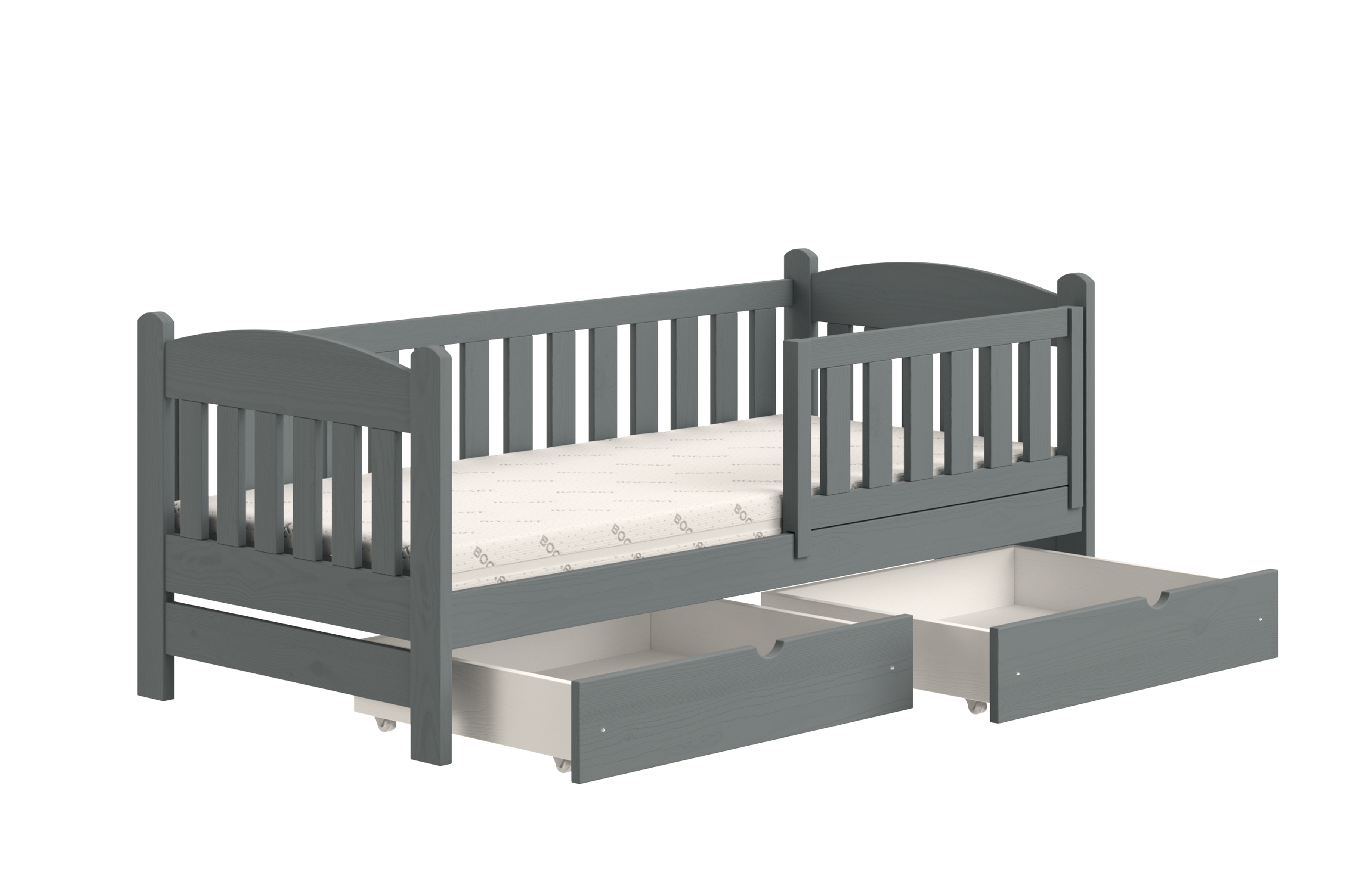 Detská posteľ Alvins so zásuvkami - grafit, 80x200 Posteľ dzieciece Alvins 80x200 drevená so zásuvkami - grafit