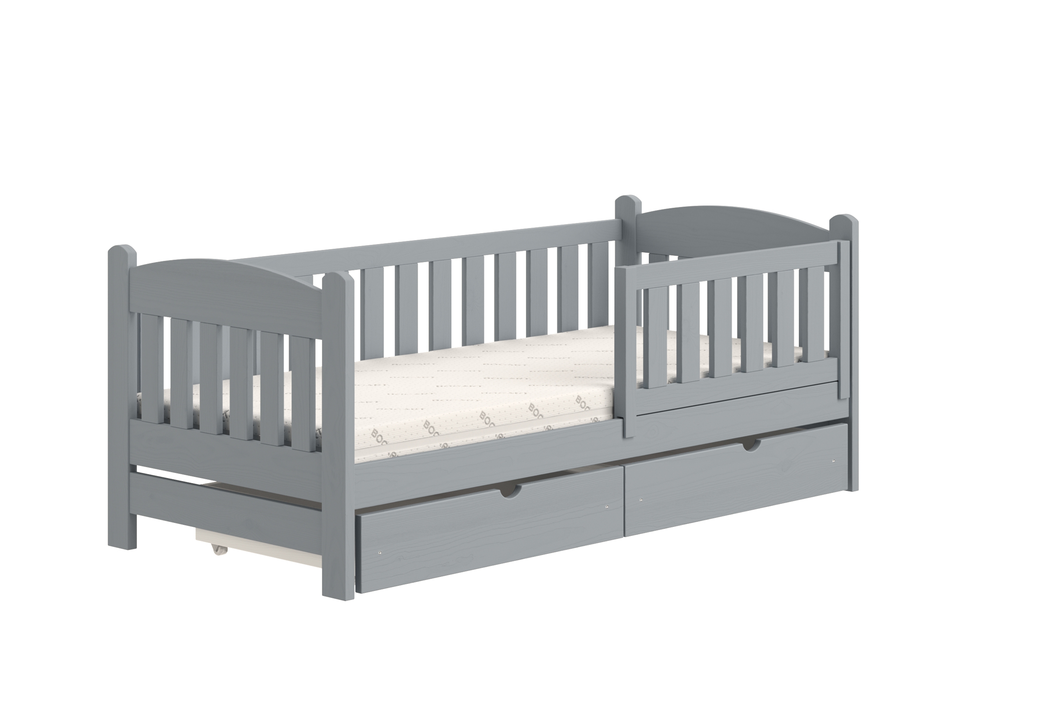 Detská posteľ Alvins so zásuvkami - 80x200 cm - šedá Posteľ dzieciece Alvins 80x200 drevená so zásuvkami - šedý