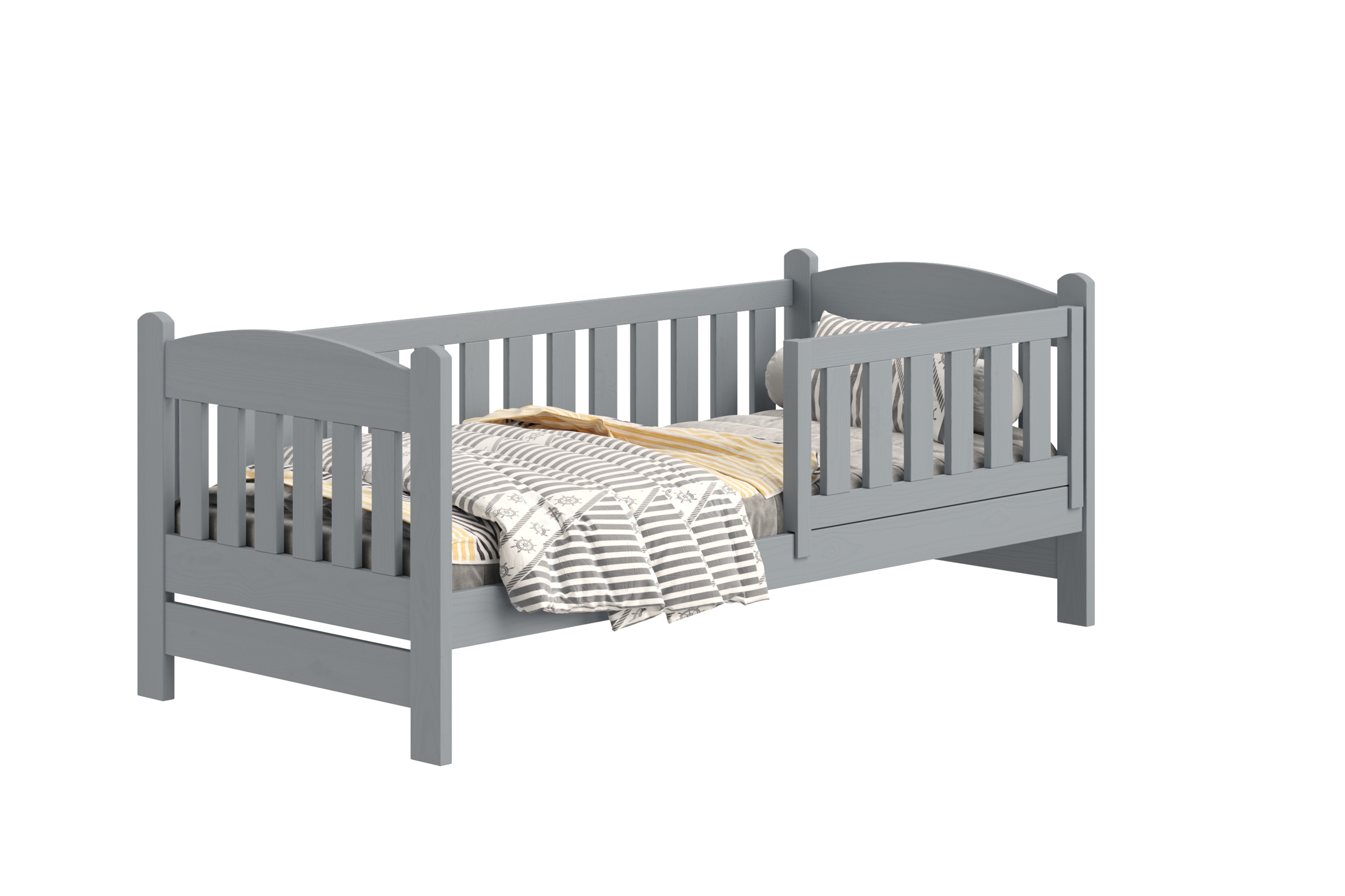 Detská posteľ Alvins so zásuvkami - 80x200 cm - šedá Posteľ dzieciece Alvins 80x200 drevená so zásuvkami - šedý