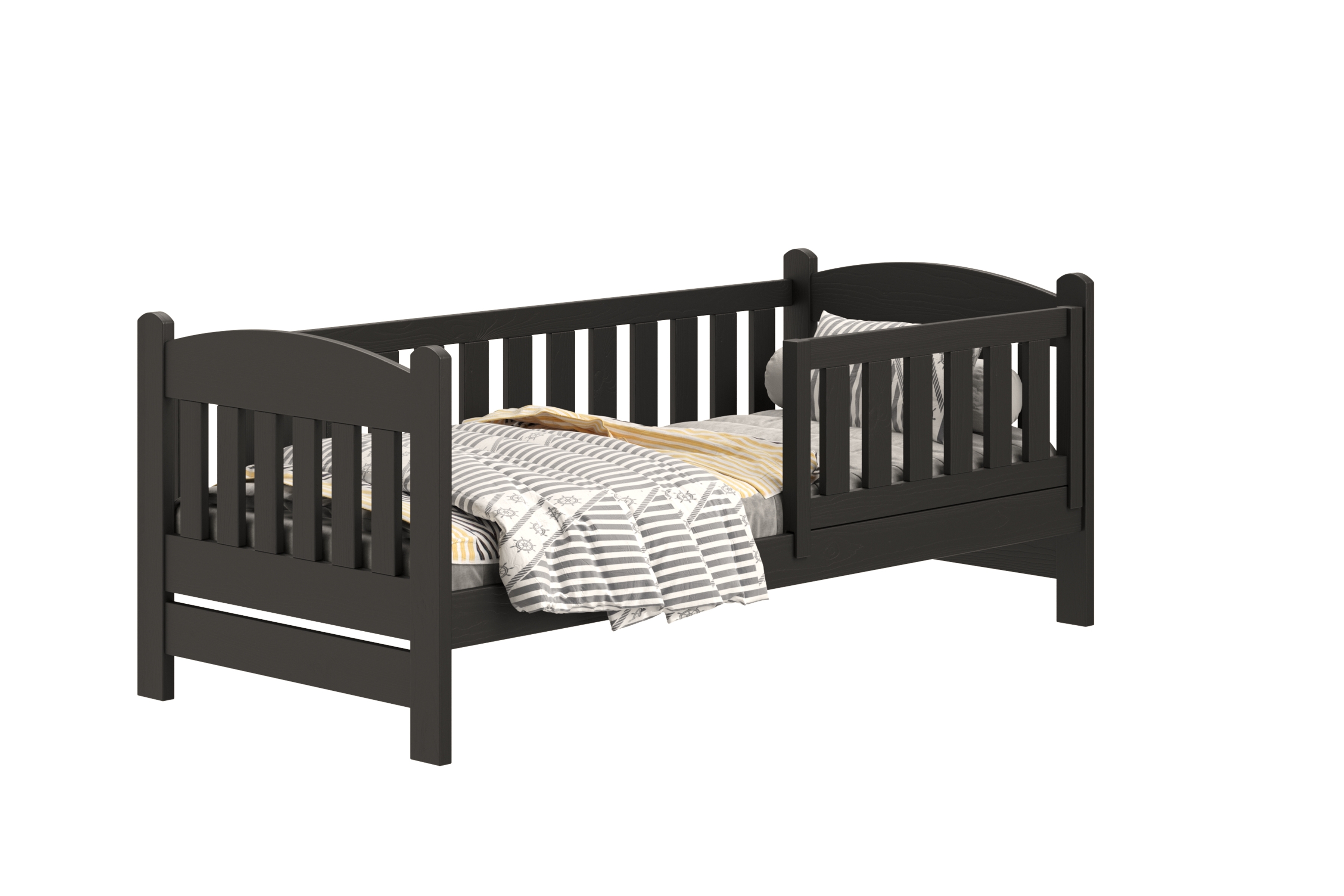 Dětská postel Alvins 90x190 cm - černá Postel dzieciece Alvins 90x190 dřevěná se zásuvkami - černá