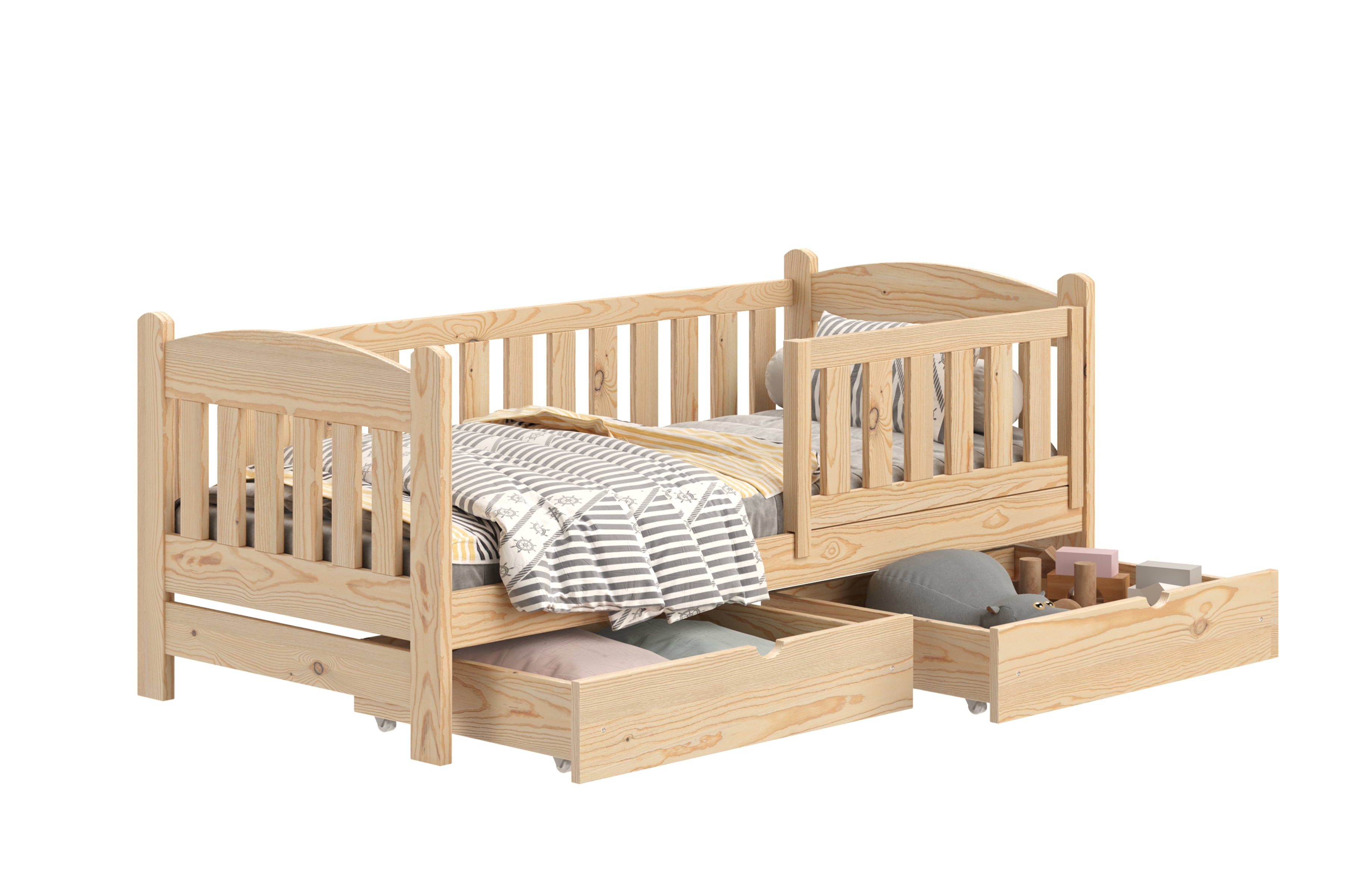 Detská posteľ Alvins so zásuvkami - borovica, 90x190 Posteľ dzieciece Alvins 90x190 drevená so zásuvkami - Borovica