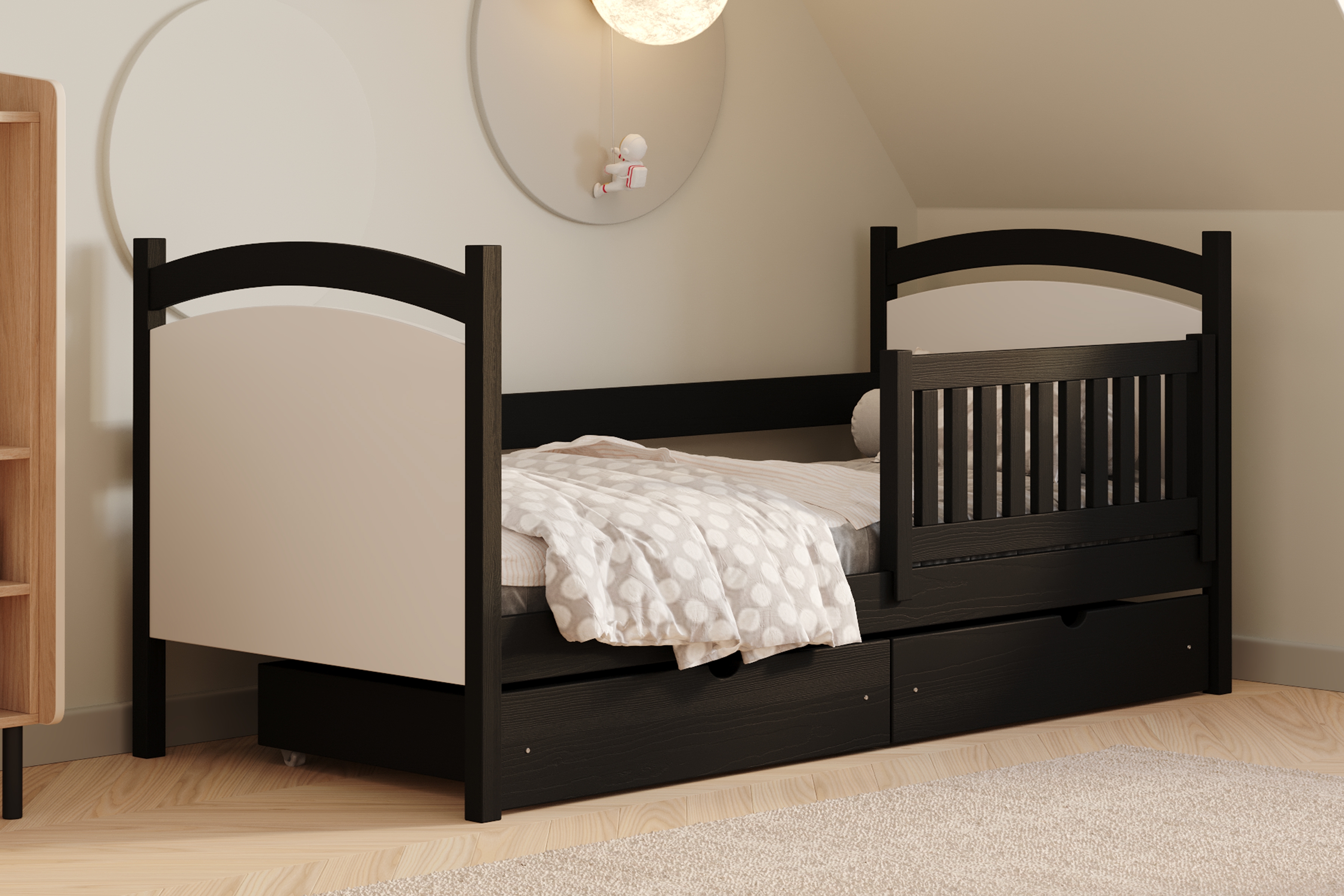 Dětská postel Amely s tabulí na fixy 80x180 cm - černá Postel dzieciece Amely 80x180 z tablica suchoscieralna - černá 