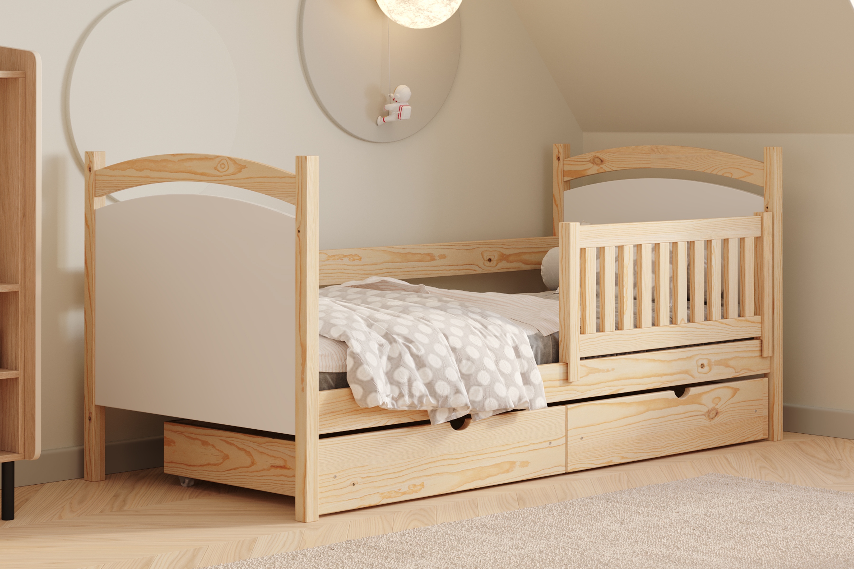 Detská posteľ s tabuľou Amely - Farba Borovica, rozmer 80x180 Posteľ dzieciece Amely 80x180 z tablica suchoscieralna - Borovica 