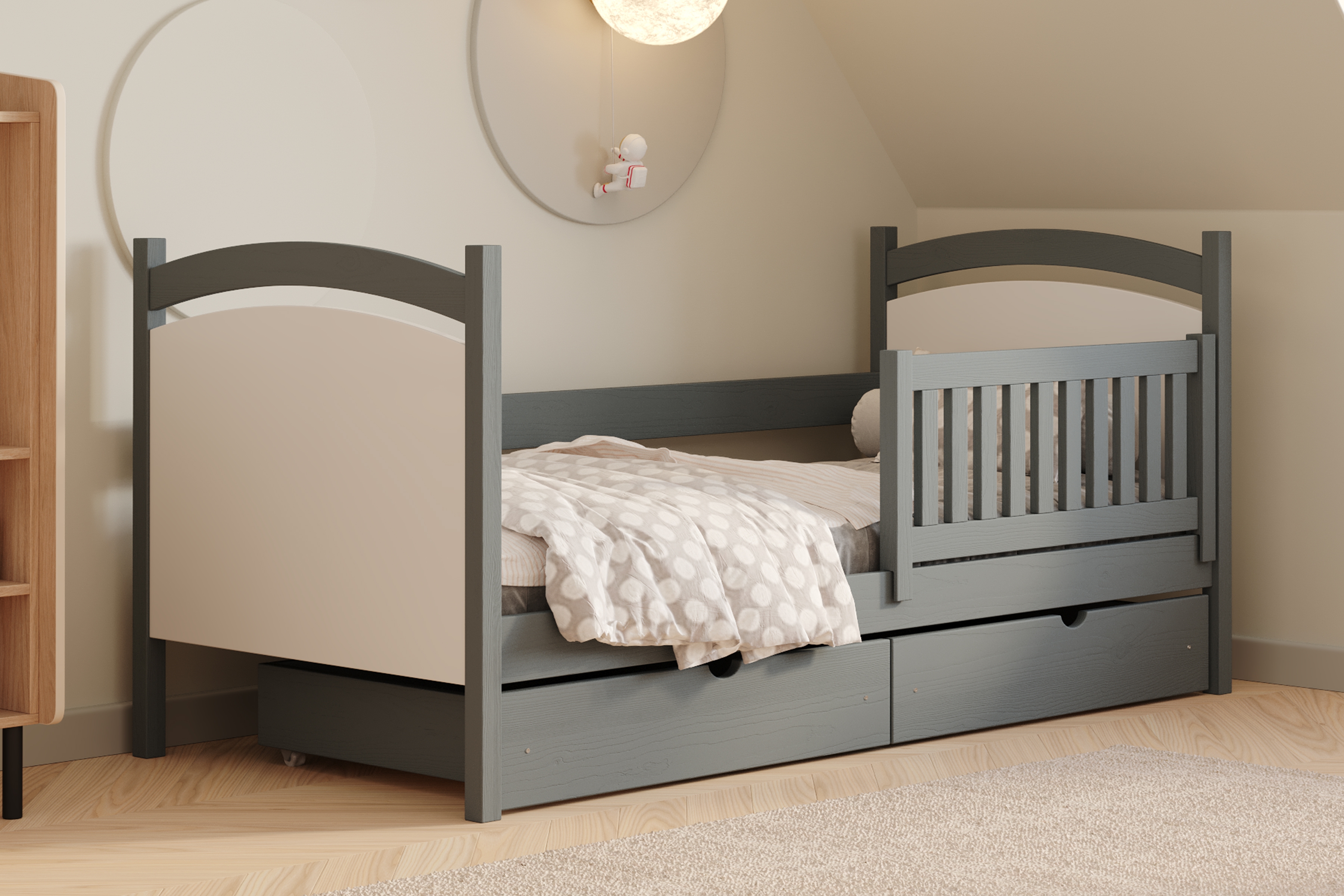 Dětská postel Amely s tabulí na fixy 80x190 cm - grafitová Postel dzieciece Amely 80x190 z tablica suchoscieralna - grafit 