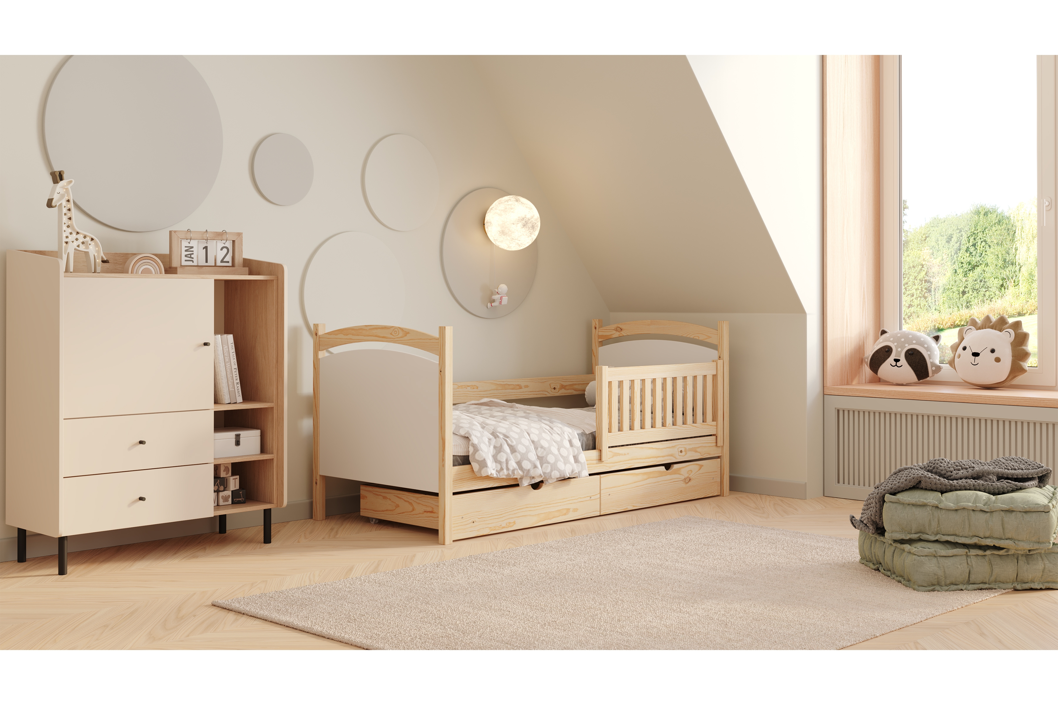 Dětská postel Amely s tabulí na fixy 80x200 cm - borovice Postel dzieciece Amely 80x200 z tablica suchoscieralna - borovice 