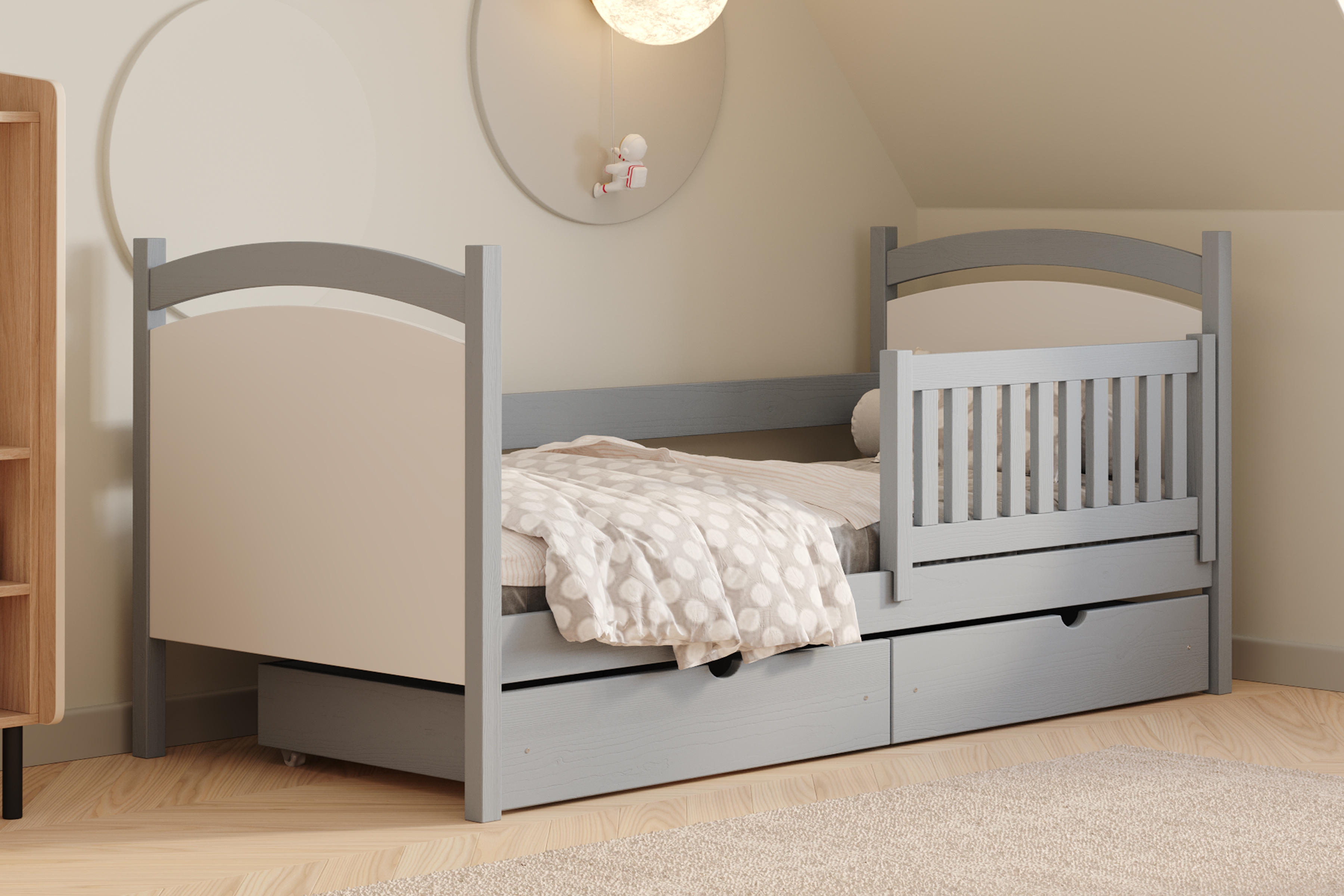 Dětská postel Amely s tabulí na fixy 80x200 cm - šedá Postel dzieciece Amely 80x200 z tablica suchoscieralna - šedá 