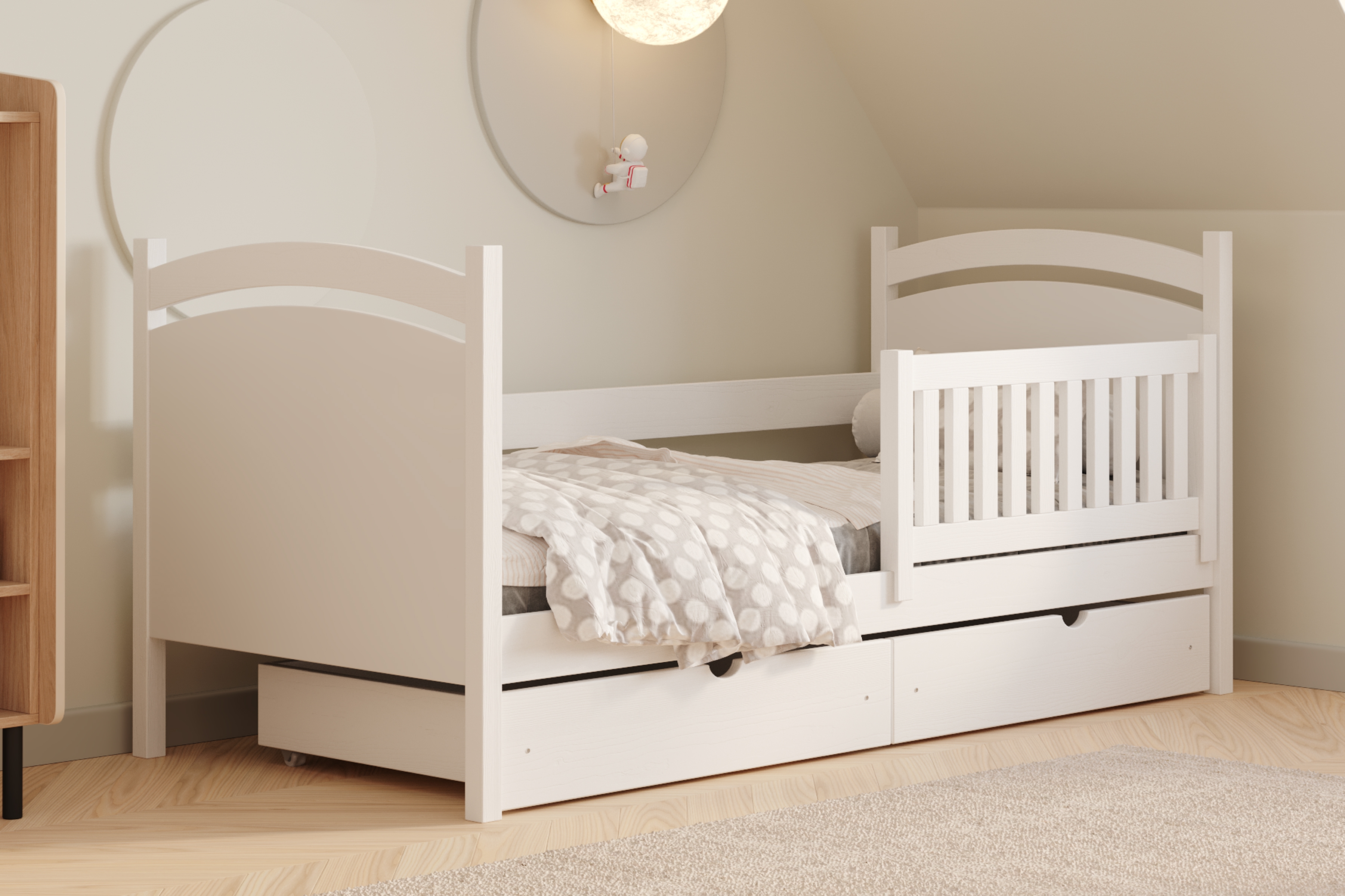 Detská posteľ s tabuľou Amely - biely, 90x200 Posteľ dzieciece Amely 90x200 z tablica suchoscieralna - Biely 