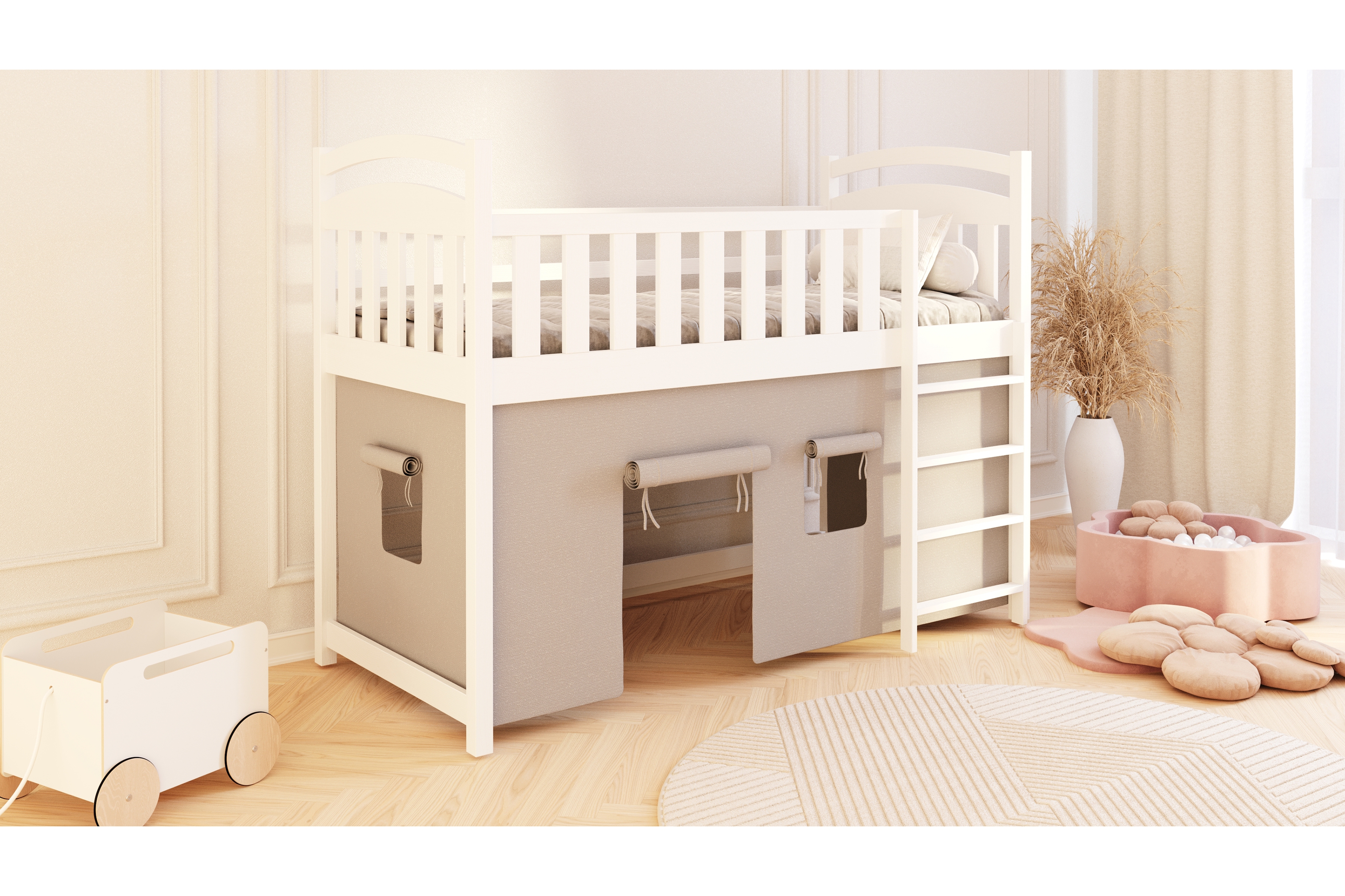 Vyvýšená dětská postel Felixio 80x180 cm - bílá Postel dzieciece vyvýšená postel Felixio - 80x180 / bílá