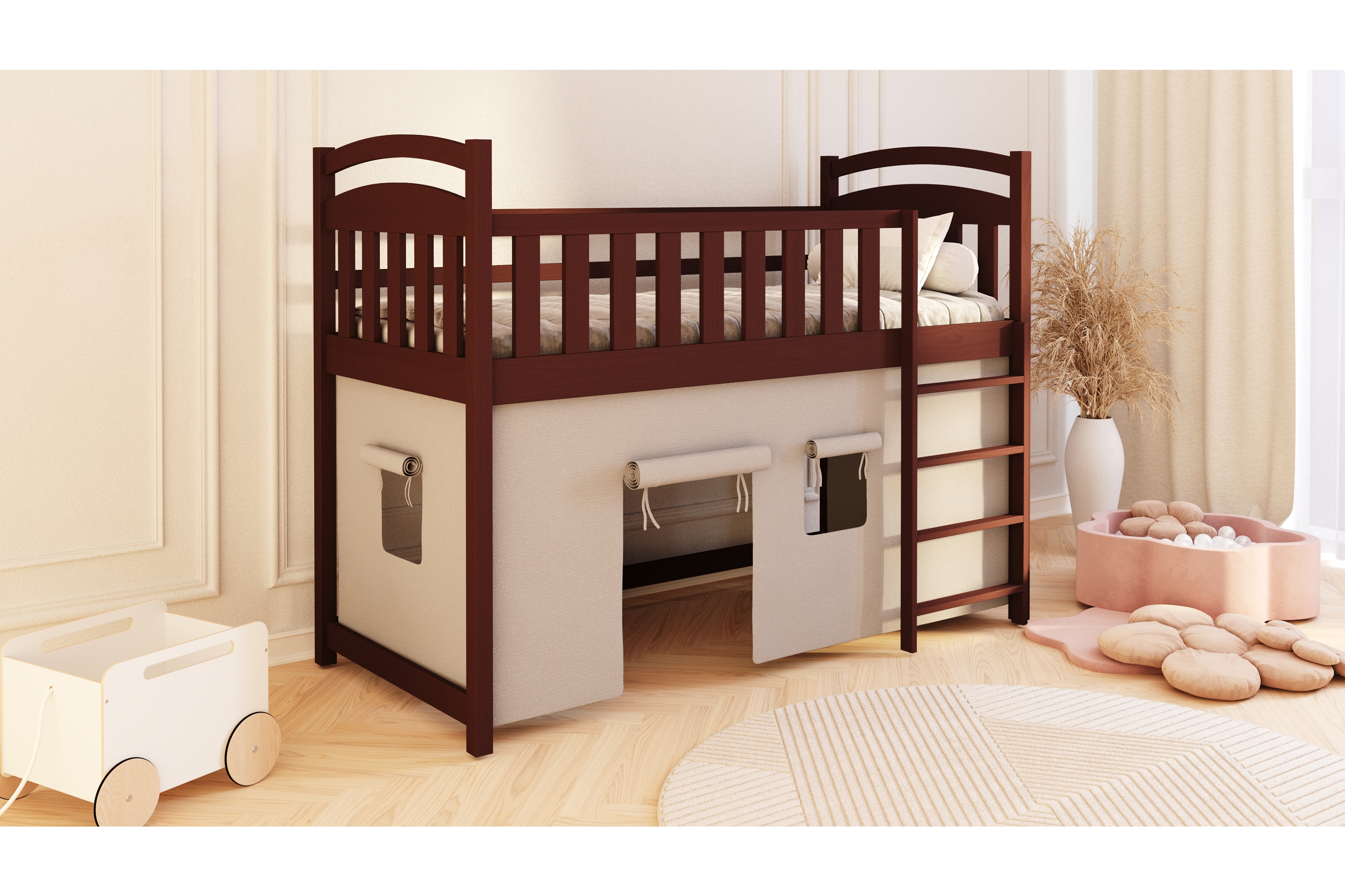 Vyvýšená dětská postel Felixio 80x180 cm - hnědá Postel dzieciece vyvýšená postel Felixio - 80x180 / hnědá