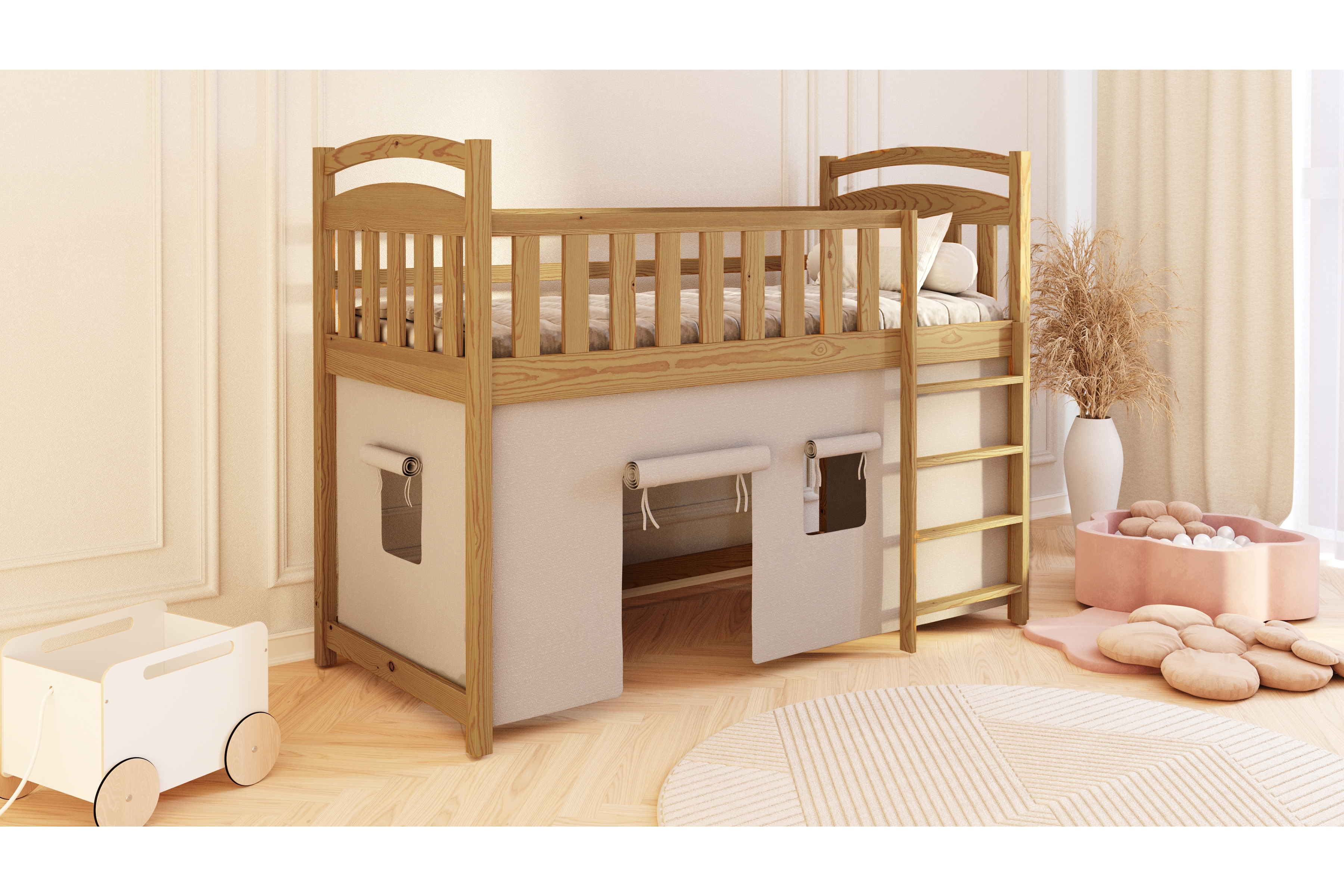 Vyvýšená dětská postel Felixio 90x200 cm - dub Postel dzieciece vyvýšená postel Felixio - 90x200 / dub