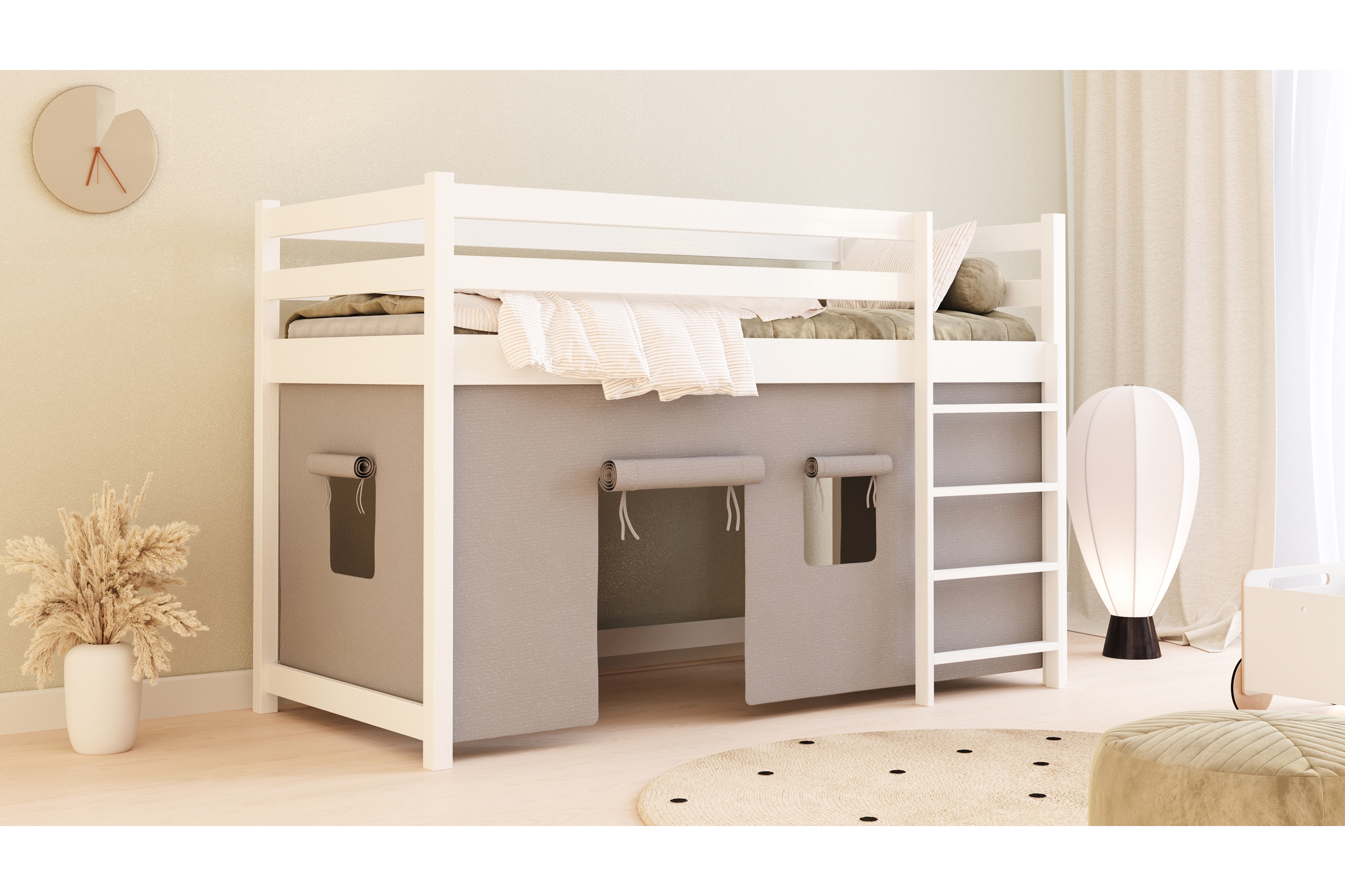 Dětská vyvýšená postel Kubi 80x180 - bílá Postel dzieciece vyvýšená postel Kubi - 80x180 / bílá