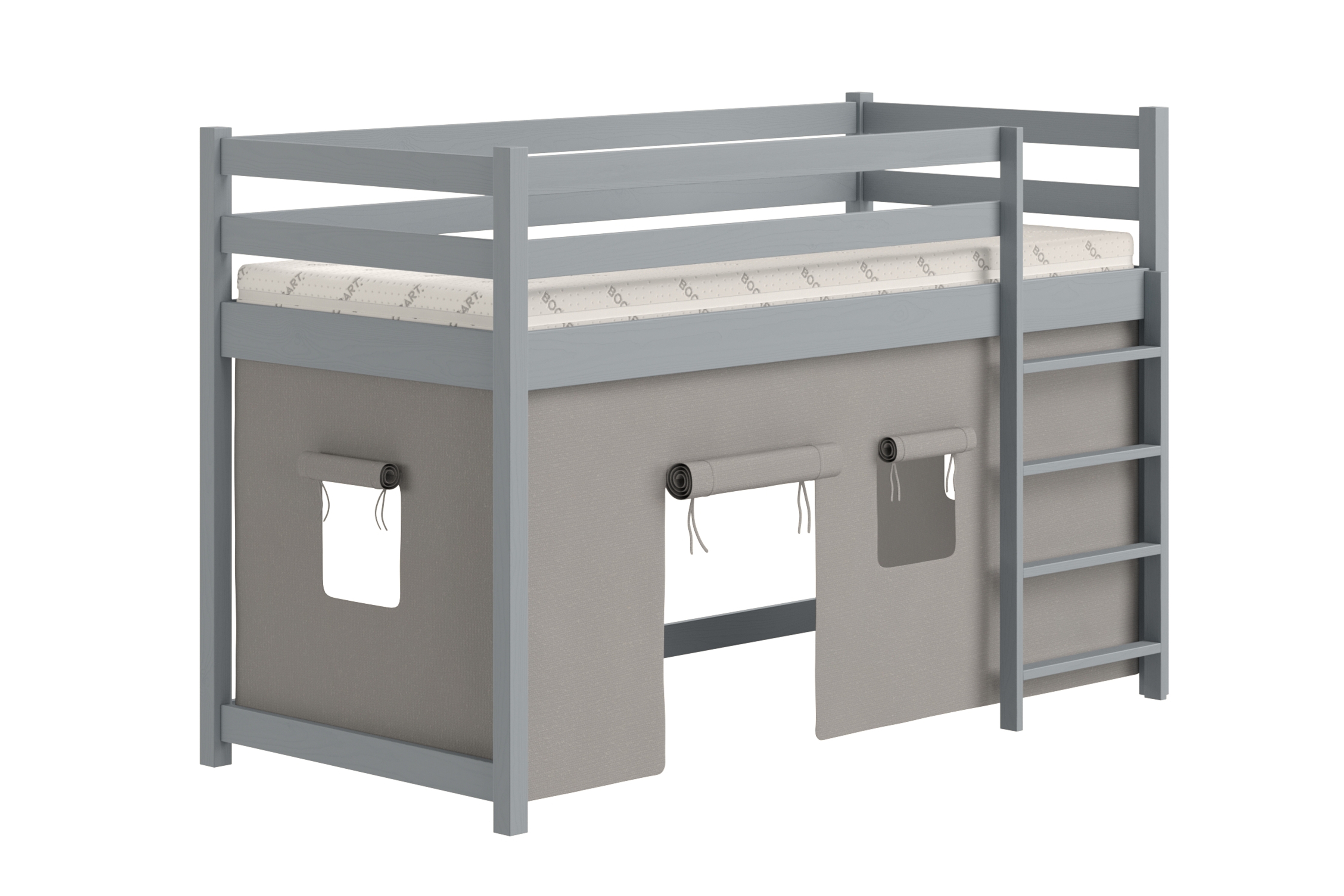 Dětská vyvýšená postel Kubi 80x180 - šedý Postel dzieciece vyvýšená postel Kubi - 80x180 / šedá